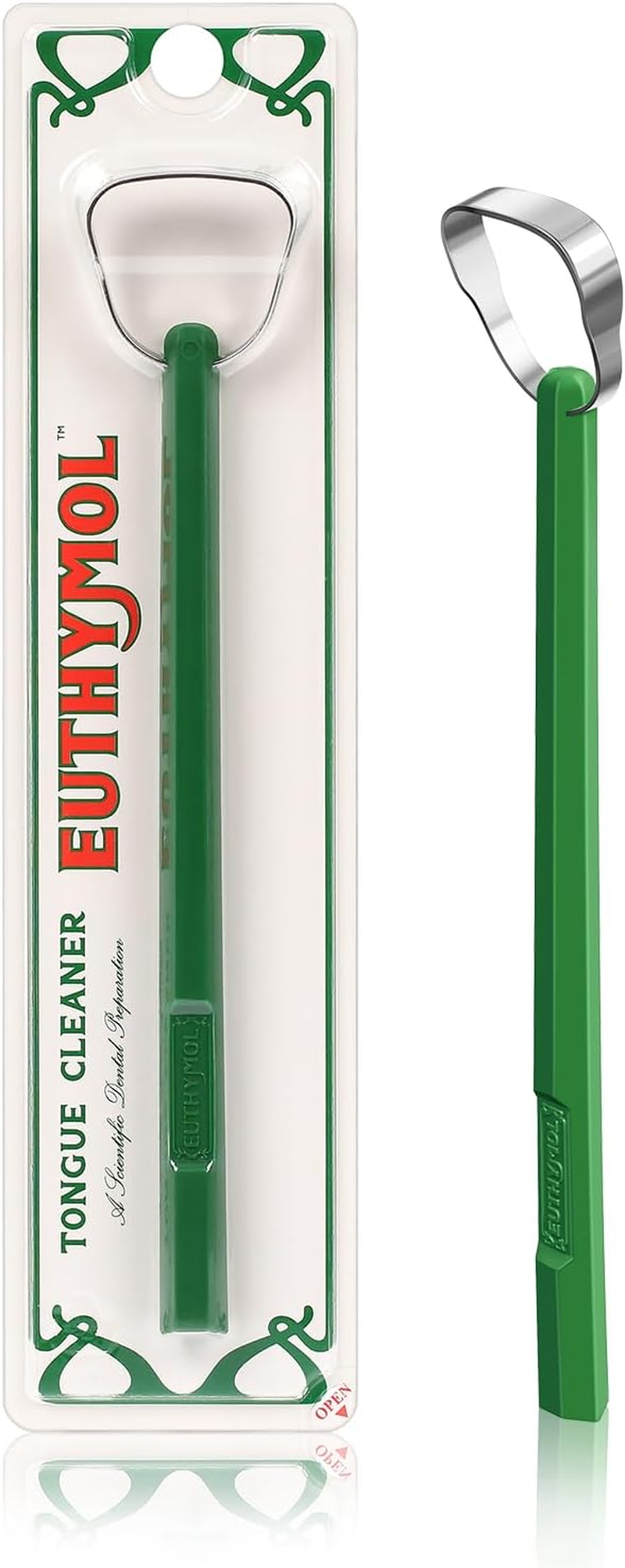 Euthymol Tongue Scraper - Stainless Steel Cleaner, Reduce Bad Breath & Help Your Oral Hygiene. image number 2