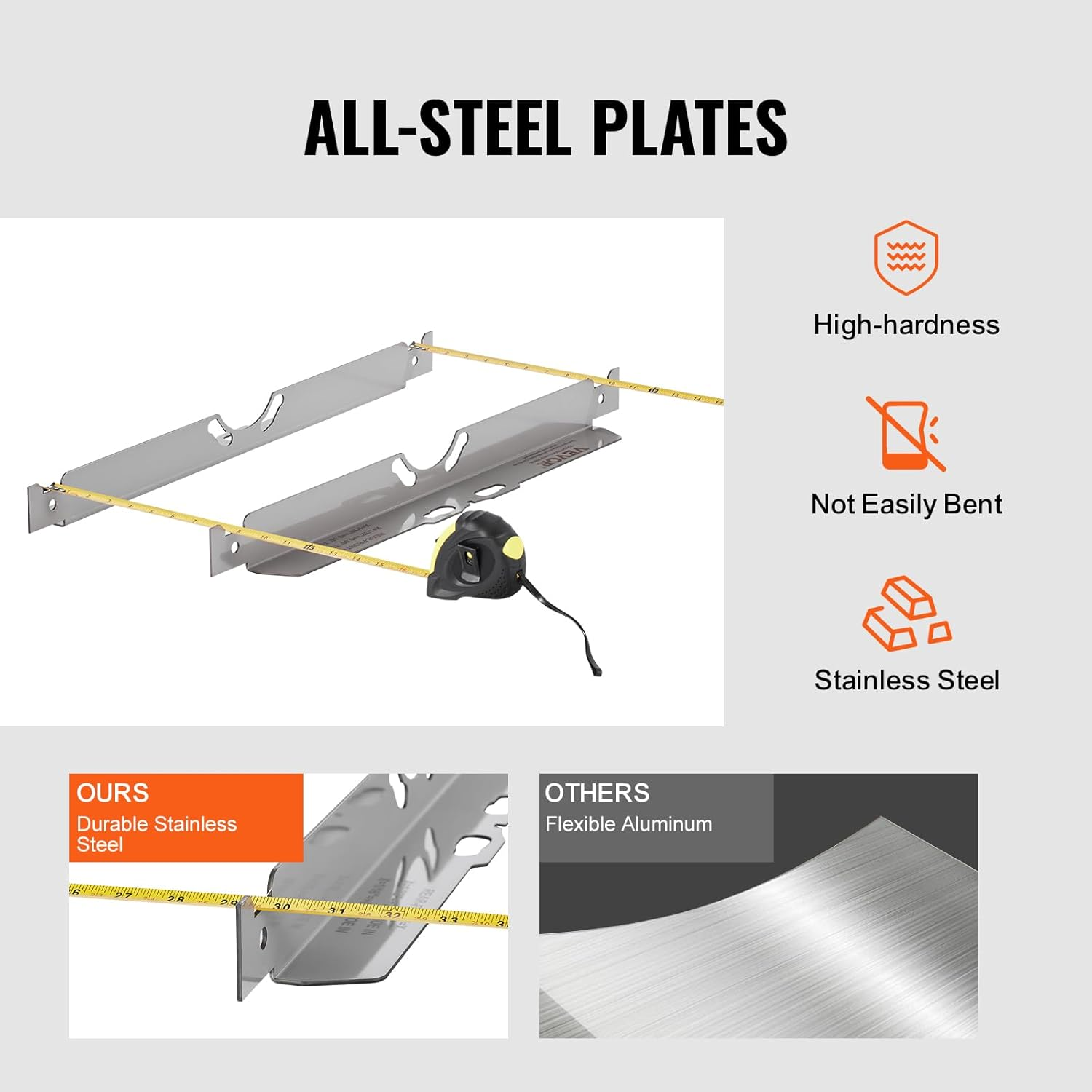 VEVOR Wheel Alignment Tool, 2-Pack Toe Alignment Toe Plates, Stainless Steel Wheel Alignment Tool Plate, Toe Angle Accurate Measurement, Includes 2 Measuring Tapes & Conversion Chart image number 3