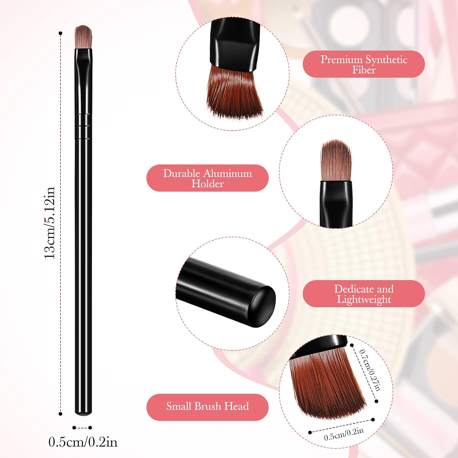 Patelai 48 Pcs Flat Makeup Brushes Flat Lip Concealer Brushes Small Portable Eyebrow Brush Concealer Synthetic Lip Brush Beauty Makeup Tool for Concealing Blending Setting Buffing(Black) image number 1