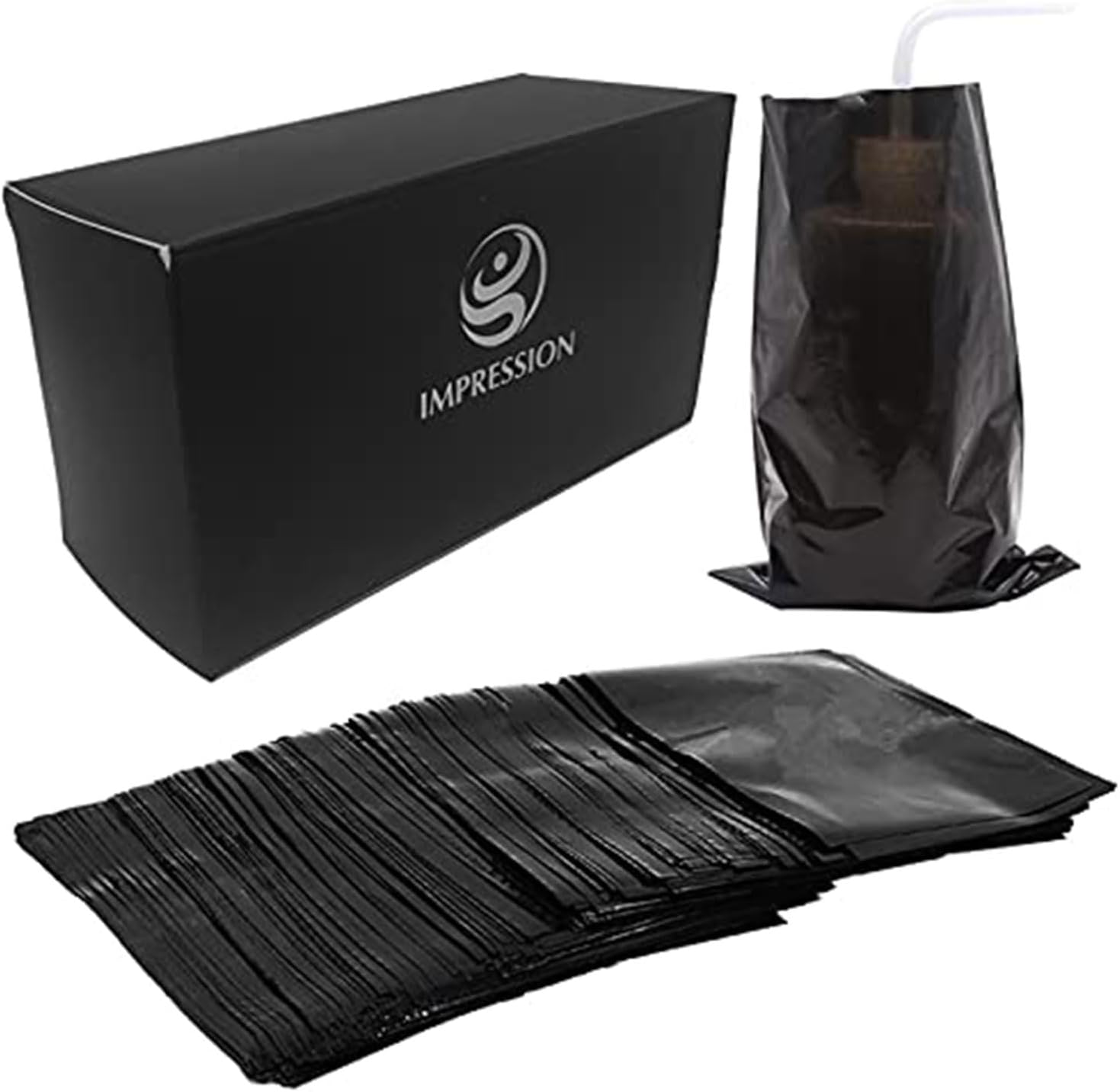 HHUK 250Pcs Tattoo Wash Bottle Bags,6Inx9In Black Thicken Odorless Disposable Squeeze Bottle Bags,For Tattoo Bottles Tattoo Supplies Tattoo Kits (Black)