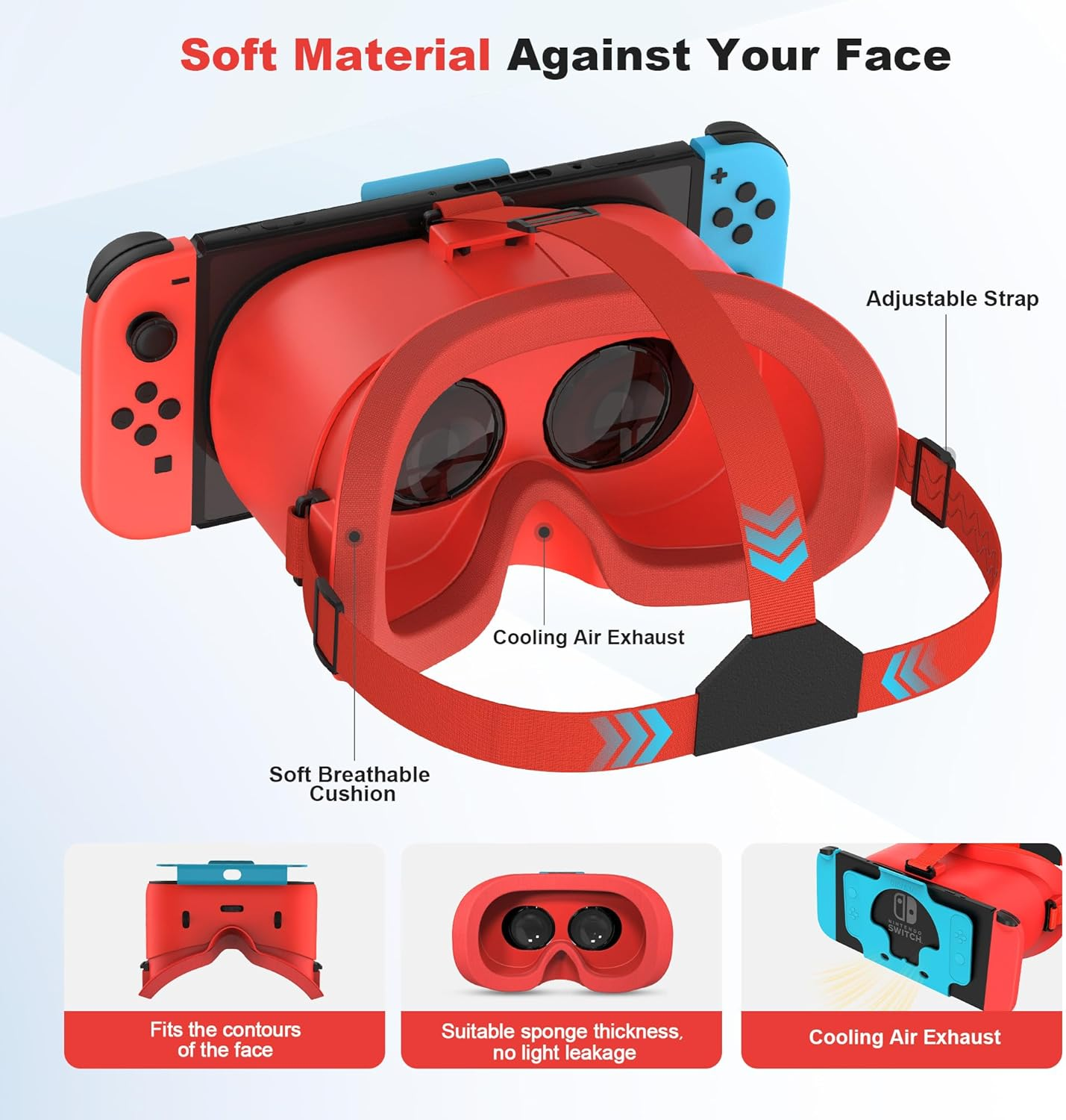 MVPTGRS Upgraded VR Headset for Original Nintendo Switch & Switch OLED Model, Virtual Reality Glasses with Adjustable HD Lenses and Comfortable Head Strap, Labo VR Kit Accessories, Switch 3D Goggles image number 2