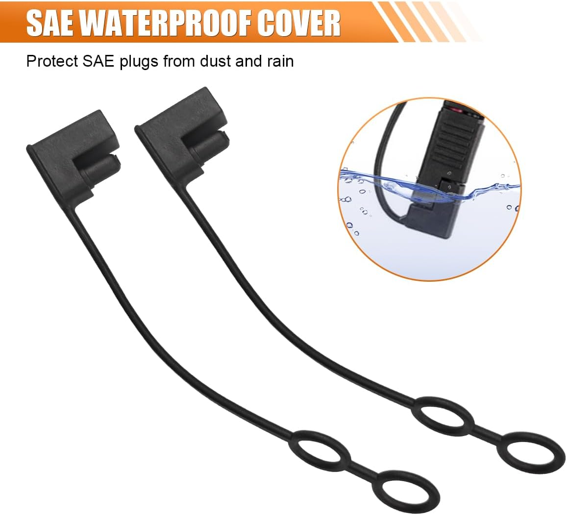 DUSCOKE 2 Pin Plug Replacement Weather Cap, SAE Waterproof Dust-Proof Cover Cap, DC Power Solar Automotive SAE Connector Protection Lid Top Covers (8PCS) image number 5