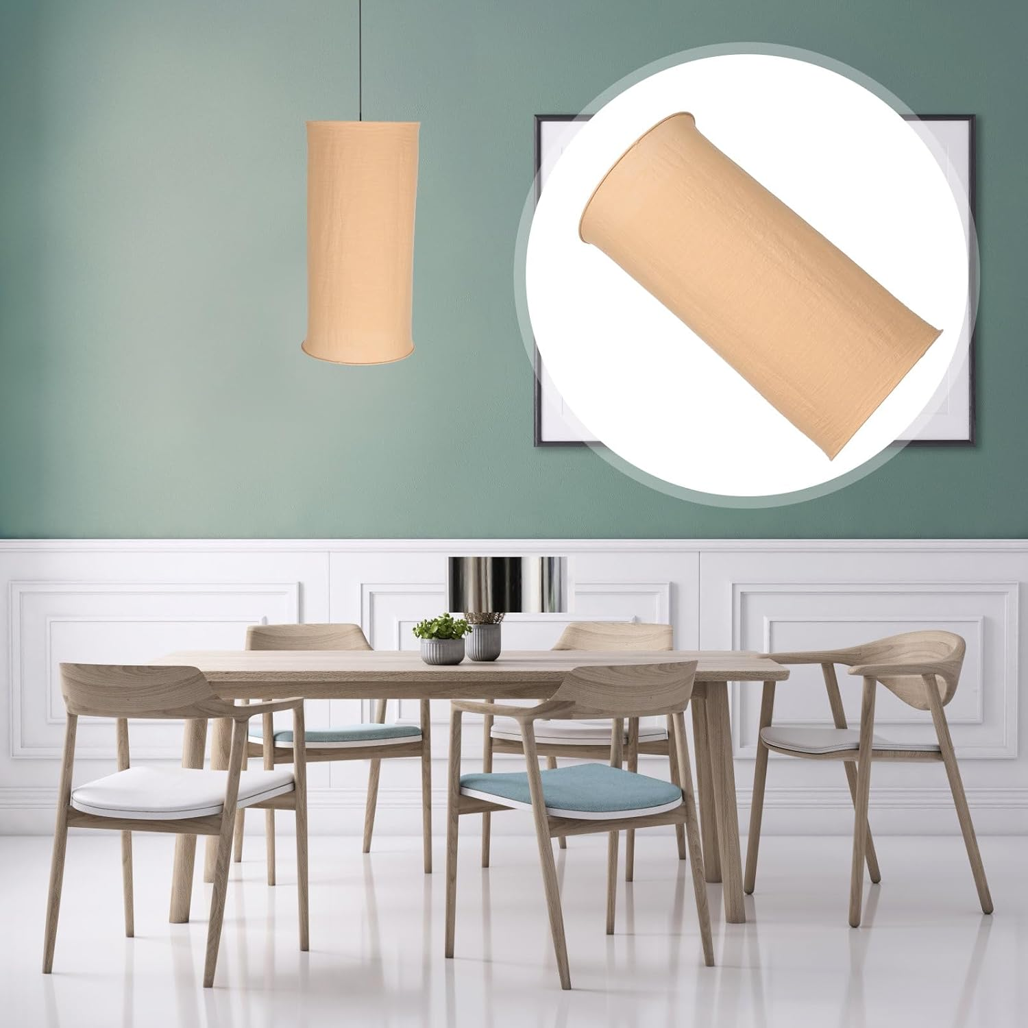 Foldable Khaki Cloth Pendant Lamp Shade E27 Lampshade 35Cm for Modern Ceiling and Table Lamps image number 4