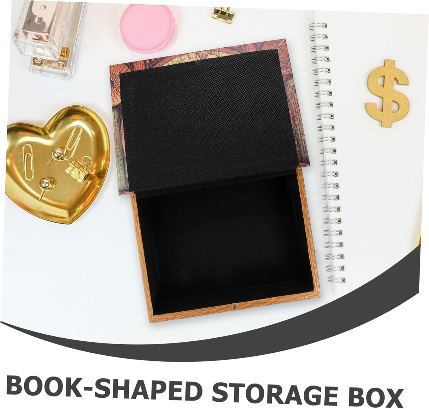 Ciieeo Fake Book Box Vintage Rectangular Trinket Storage Box Small Size Decorative Prop Book for Home Office Ornament image number 4