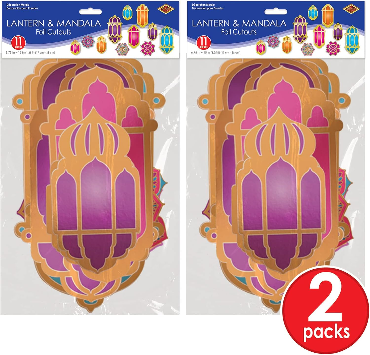 Beistle Foil Lantern & Mandala Cutouts, 22 Piece, 6.75"-15", Multicolored image number 3