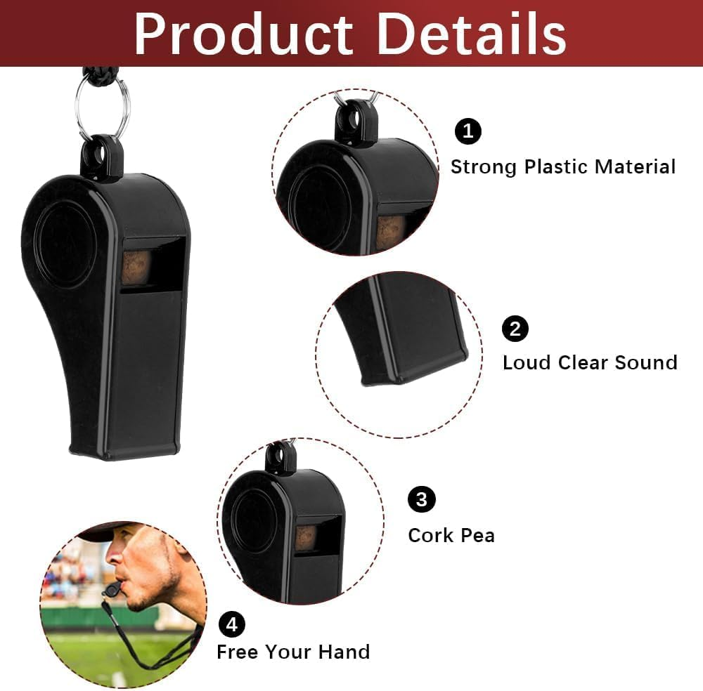 Whistle, Plastic Whistle for Coaches, Whistle Emergency Whistle for Adults Lifeguard Whistle with Lanyard Loud Crisp Sound Dog Whistle Referee Whistle Coach Whistle image number 2