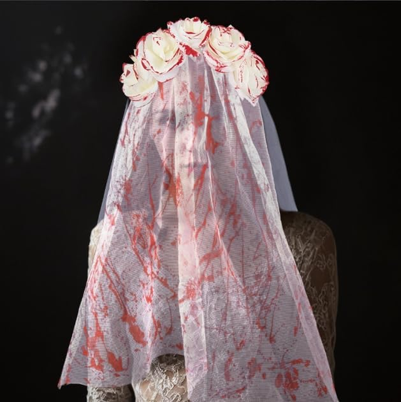 Halloween Mask,Scary Halloween Mask with Veil - Ghost Bride Costume Set for Women, Horror Party Accessories, Day of the Dead Makeup image number 2