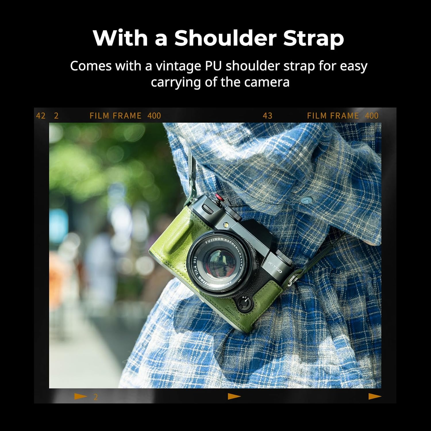 SMALLRIG X-T50 Half Leather Case Kit with Shoulder Strap, Retro Style Camera Case with Aluminum Alloy Frame for FUJIFILM X-T50, Green - 4711 image number 1