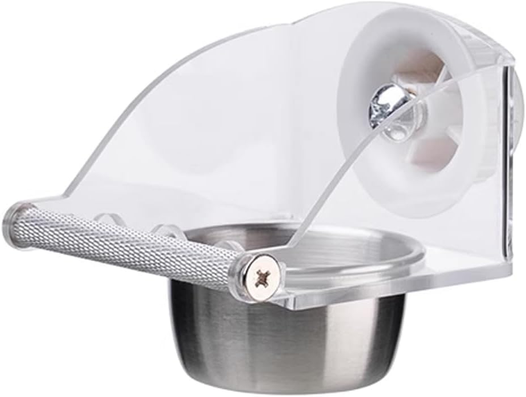AIMALL Parrot Acrylic Stainless Steel Food Basin Box, Anti-Scattering Feeder with High Colour Value for Peony Xuan Feng Birds, Available in 3 Sizes image number 2