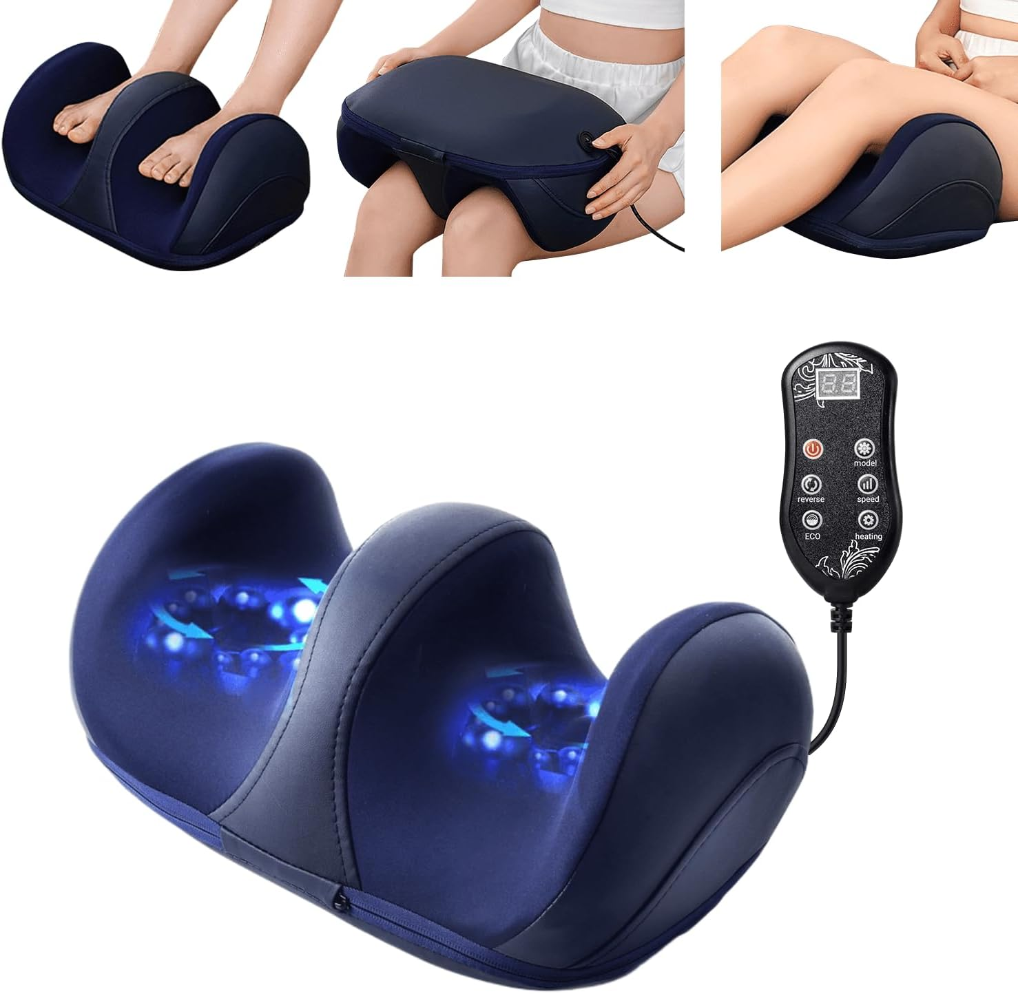 Cyperever Foot Massager with Heat,Foot and Calf Massager with Heat, Remote Control, Deep Kneading, Vibration, Compression Leg Massager for Home and Office Use Mothers Day Gift (Blue) image number 1