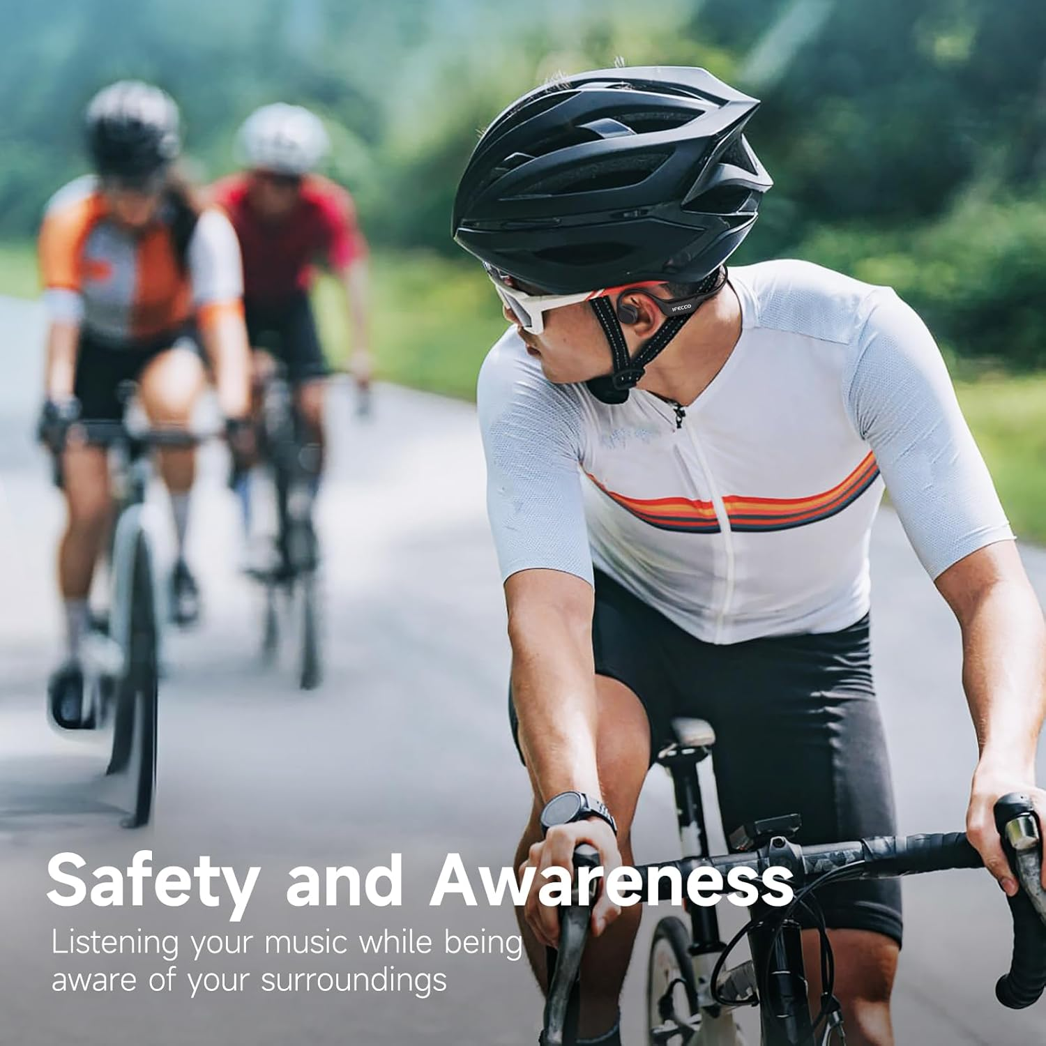 IFECCO Bone Conduction Headphones Bluetooth 5.4 - IPX5 Waterproof Bone Conduction Earbuds with Mic,Open Ear Wireless Sport Headphones for Cycling Running Hiking Bicycle