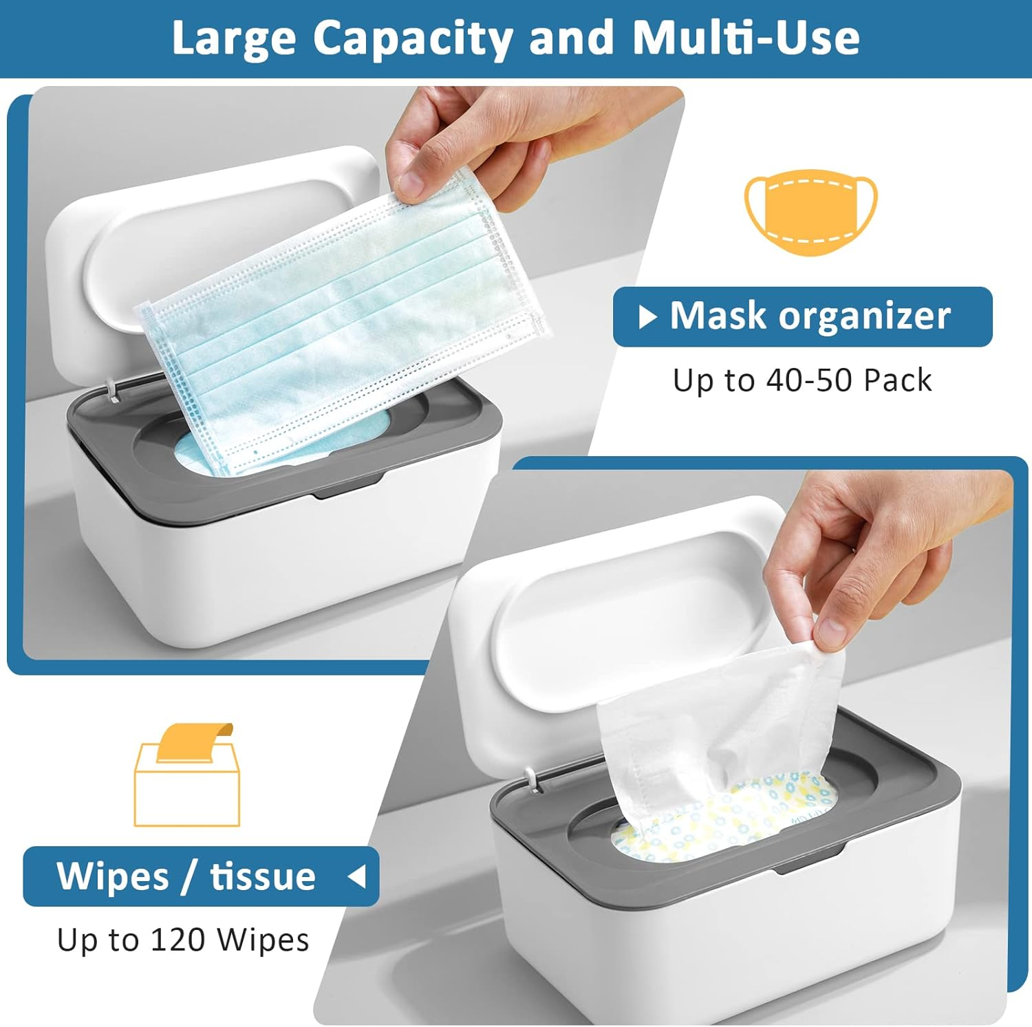 3 Pieces Baby Wipes Dispenser Baby Wipe Holder Container Case with Sealing Design Refillable Box Keeps Wipes Fresh Easy Open and Close for Bathroom Nursery image number 4