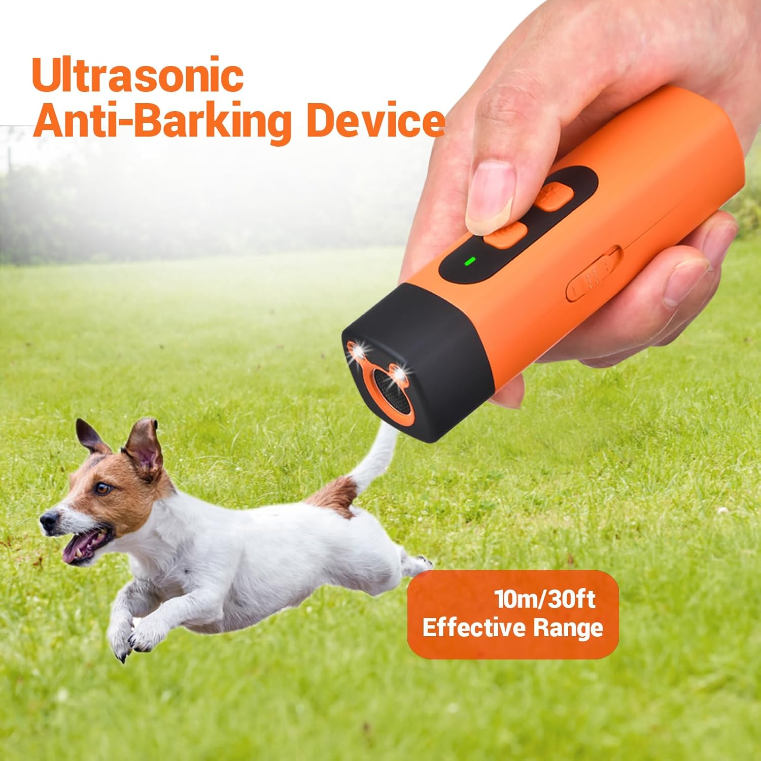 VCCLFSIA Dog Bark Deterrent Devices, Rechargeable Ultrasonic Anti-Barking Device with 800Mah Battery, LED Flashlight, 10M/35FT Range, Safe & Effective No Barking Device for All Dog Breeds image number 1