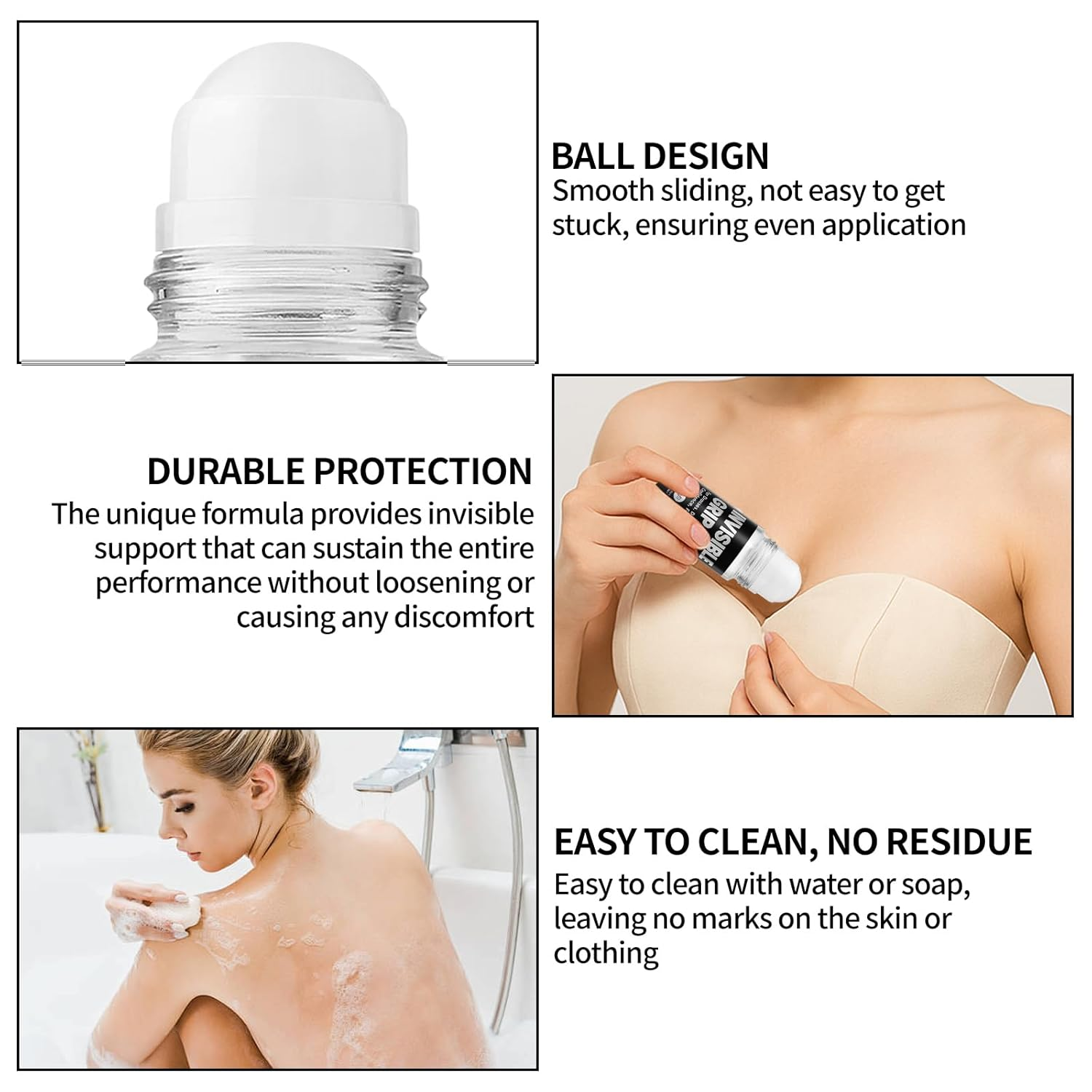 Anti-Slip Roll-On Glue for Clothes, 2Oz Invisible Fashion Adhesive for Dancers, Clothing Grip Solution for Legs, Socks, Costumes &ndash; Sweat Resistant, Residue-Free, Strong Hold image number 4