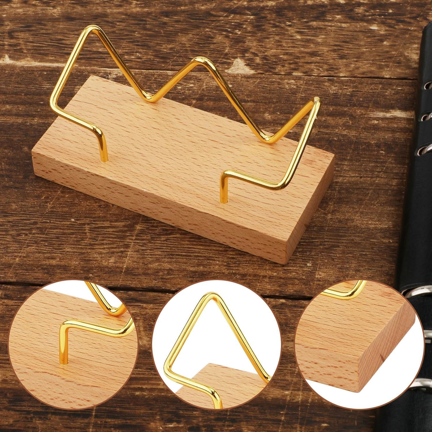 2 Pcs Wood Business Card Holder for Desk, Business Card Organizer, Wooden Business Card Display Stand Postcard Holder, Tabletop Display Stand for Office Home (W) - B image number 6