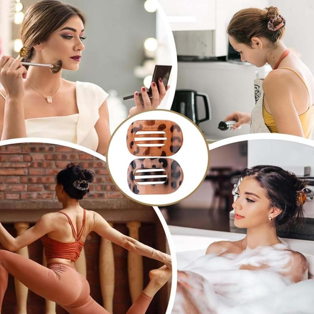 MUNZE Pack of 5 Hair Clips for Women, Flat Hair Clips, Women'S Thin Hair, Hair Clip, Curved Design, Flat Claw Clip for Thin Hair and Thick Hair, Lightweight, Non-Slip and Stylish. image number 2