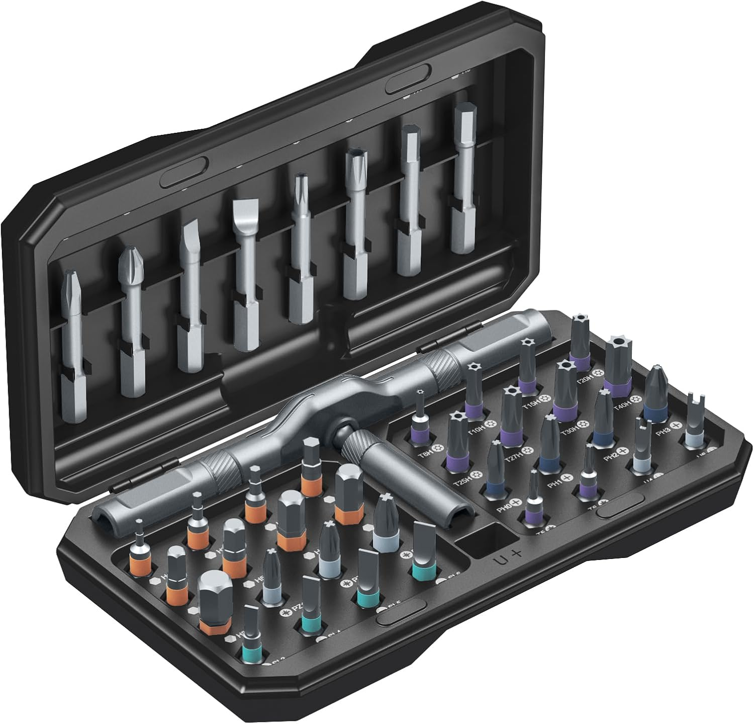 AMIR 42 in 1 Magnetic Screwdriver Set, Ratchet Handle Screwdriver Set, Repair Screwdriver Set with Detachable Ratchet Handle, Storage Case, Magnetic Bits, DIY Screwdriver for Home, Furniture, Computer