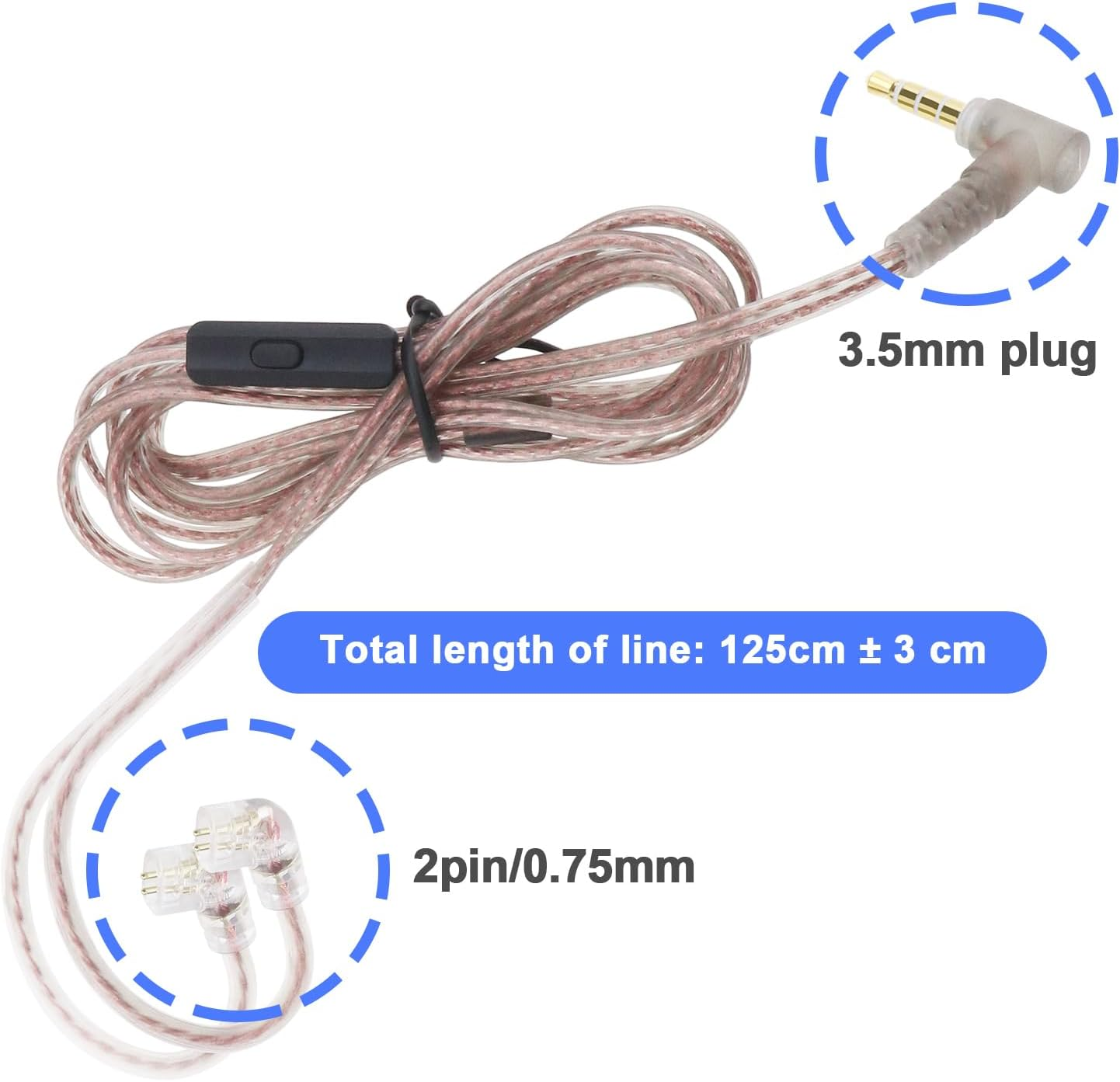 SING F LTD C Pin 3.5Mm Earbud Replacement Cable with Mic Compatible with KZ ZST/ZSR/ ED12/ ES3/ ES4/ ZS10/ AS06 Stereo Earphone Wire image number 4