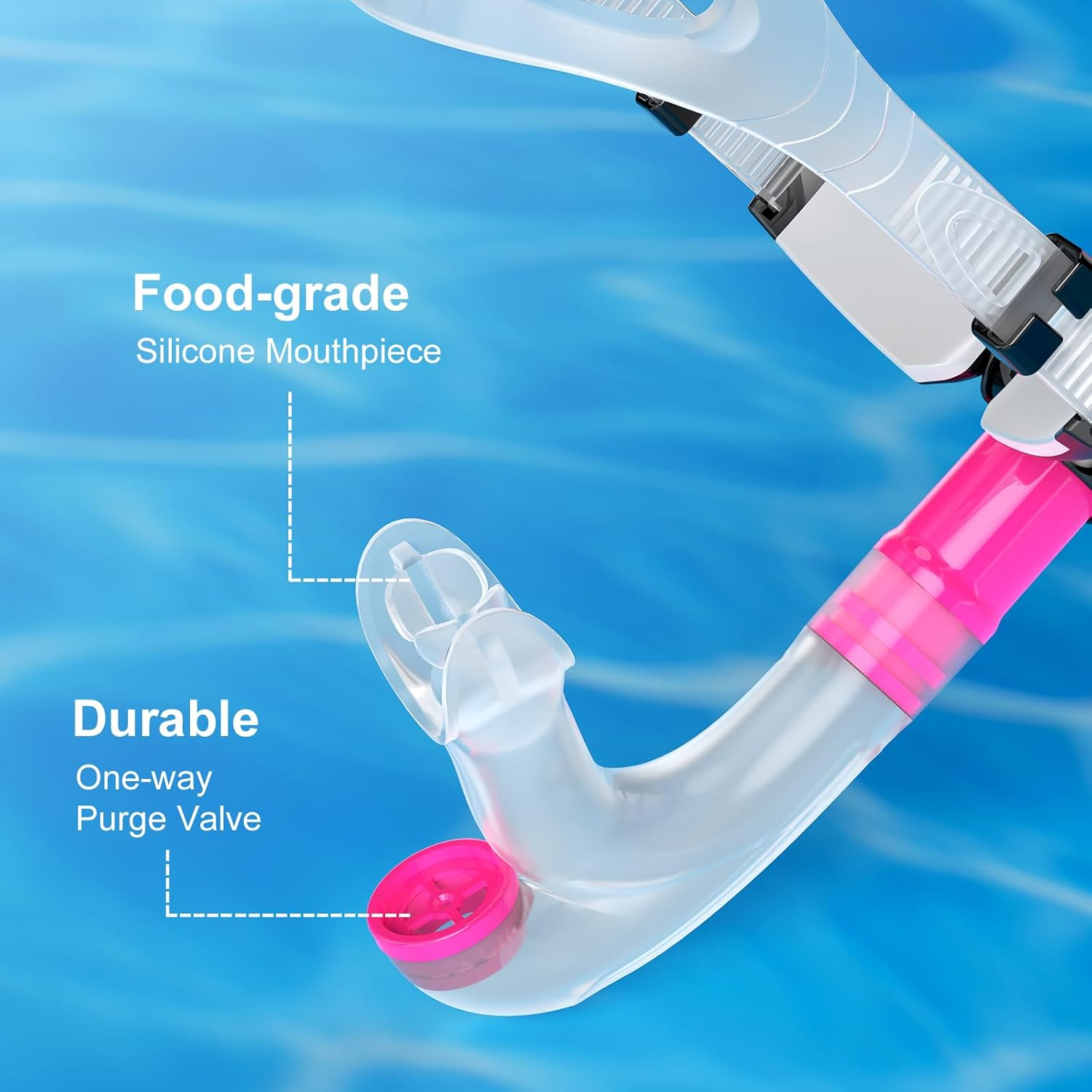 EMSINA Swim Snorkel for Adults, Lap Swimming and Training Snorkel,Unisex Adult/Kid/Youth, One-Way Purge Valve image number 1