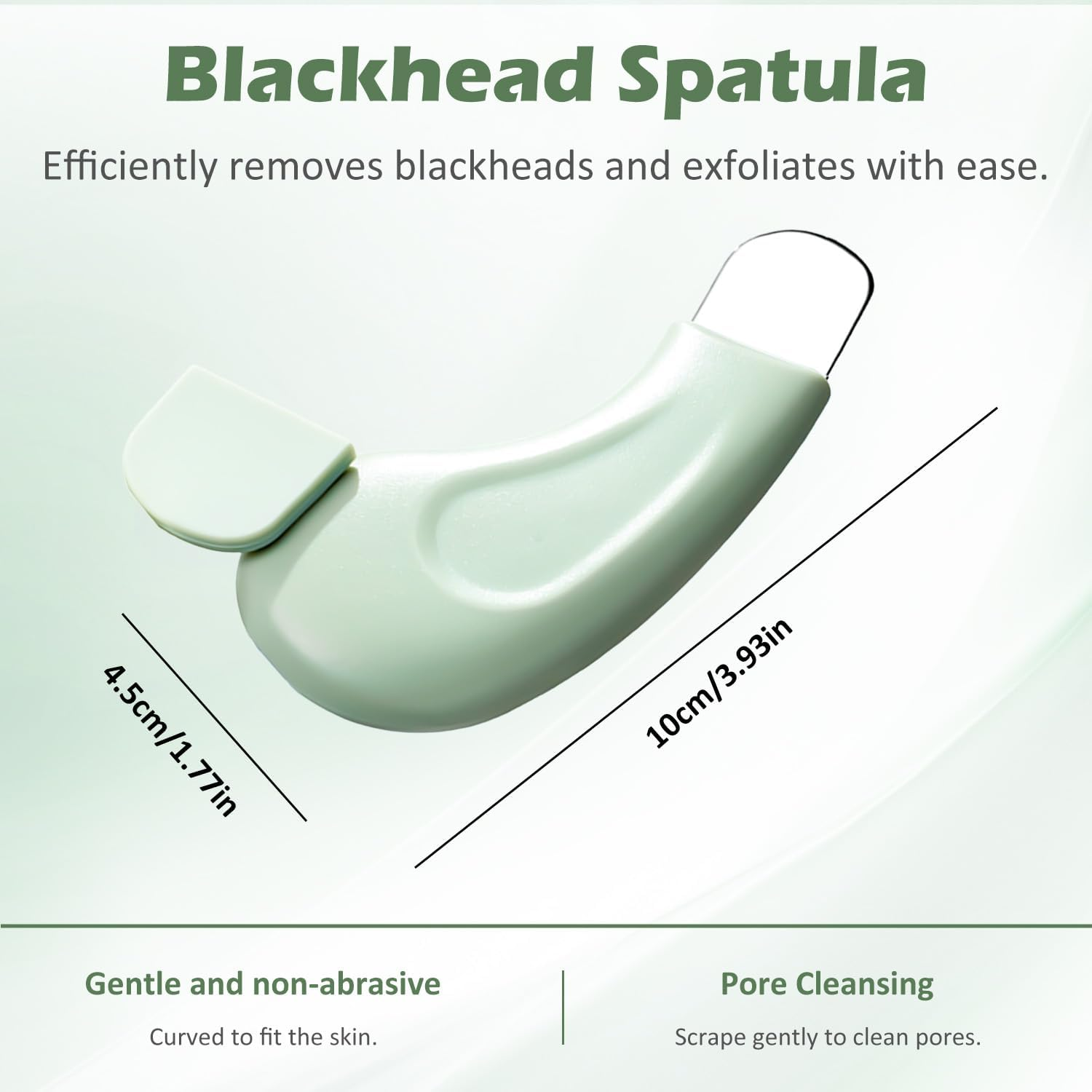 WALWAL Blackhead Remover Tool for Deep Cleansing Manual Pore Cleaner with Stainless Steel Head Gentle Facial Scrubber Spatula(Light Green) image number 2