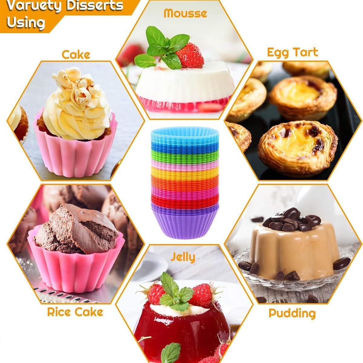 36 Pack Silicone Cupcake Liners, Reusable Silicone Muffin Cups Moulds image number 6