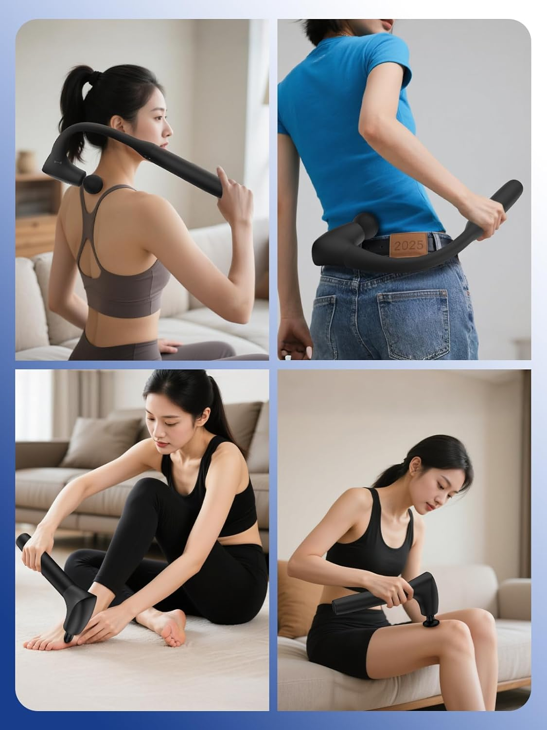 2-In-1 Convertible Massage Gun,Back Massager with Extended Handle,5 Speeds,Deep Tissue 10Mm Percussion,Type-C Charging,4 Heads,Massager for Back, Neck, Shoulder, Body,Gift image number 3