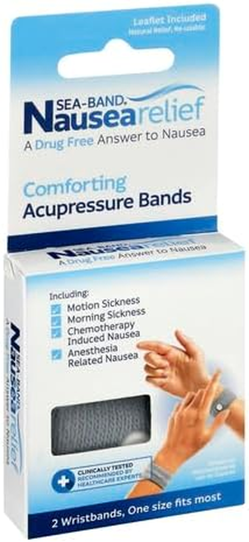 Sea-Band Wristband, Adult, Colors May Vary, 1 Pair, Anti-Nausea Acupressure Motion or Morning Sickness, 2 Count (Pack of 1) image number 1