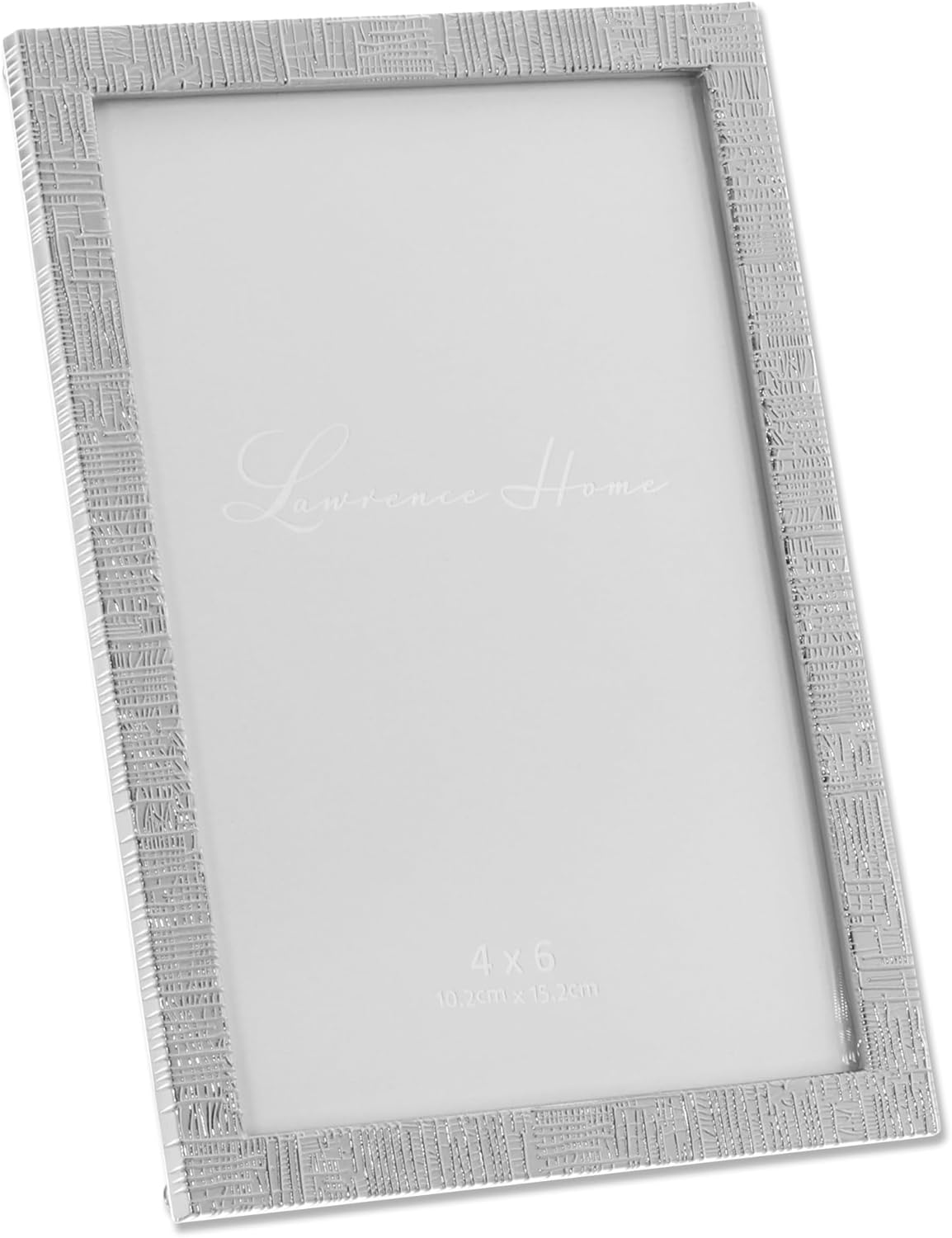Lawrence Frames 712446 4X6 Silver Metal Linen Pattern Picture Frame image number 2