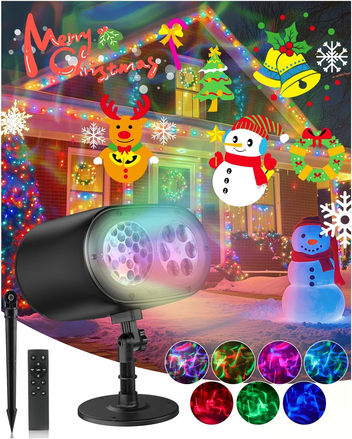 Halloween and Christmas (2025) Waterproof IP67 Projector Lights Outdoor Lighting with Northern Lights Festive Atmosphere for Home Garden Party Decoration with Remote Control image number 6