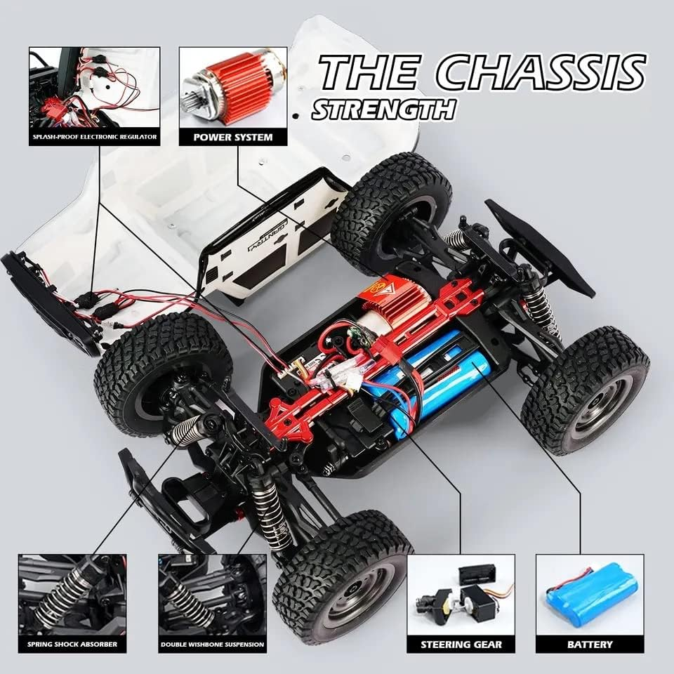 Shabee 38+ Km/H High Speed, 1:16 Scale Remote Control Car, 4WD All Terrain Monster Truck 2.4 Ghz Radio Controlled off Road 4X4 RC Car for Boys and Adults, RC Cars, Trucks with 2 Rechargeable Battery
