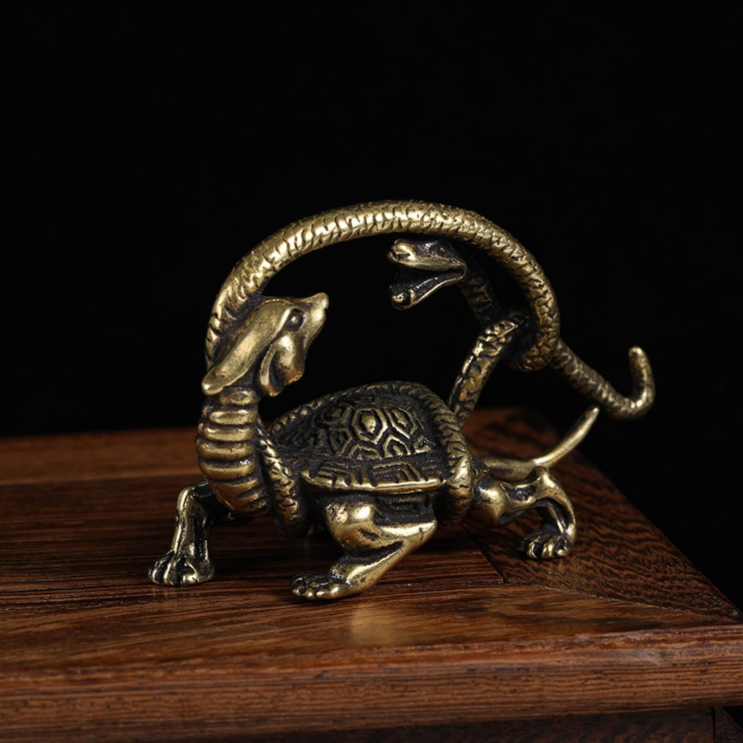 AERICKON Chinese Ancient Mythical Beast Miniature Figurine Dragon Tiger Snake Turtle Statue Feng Shui Ornament Home Decor image number 4