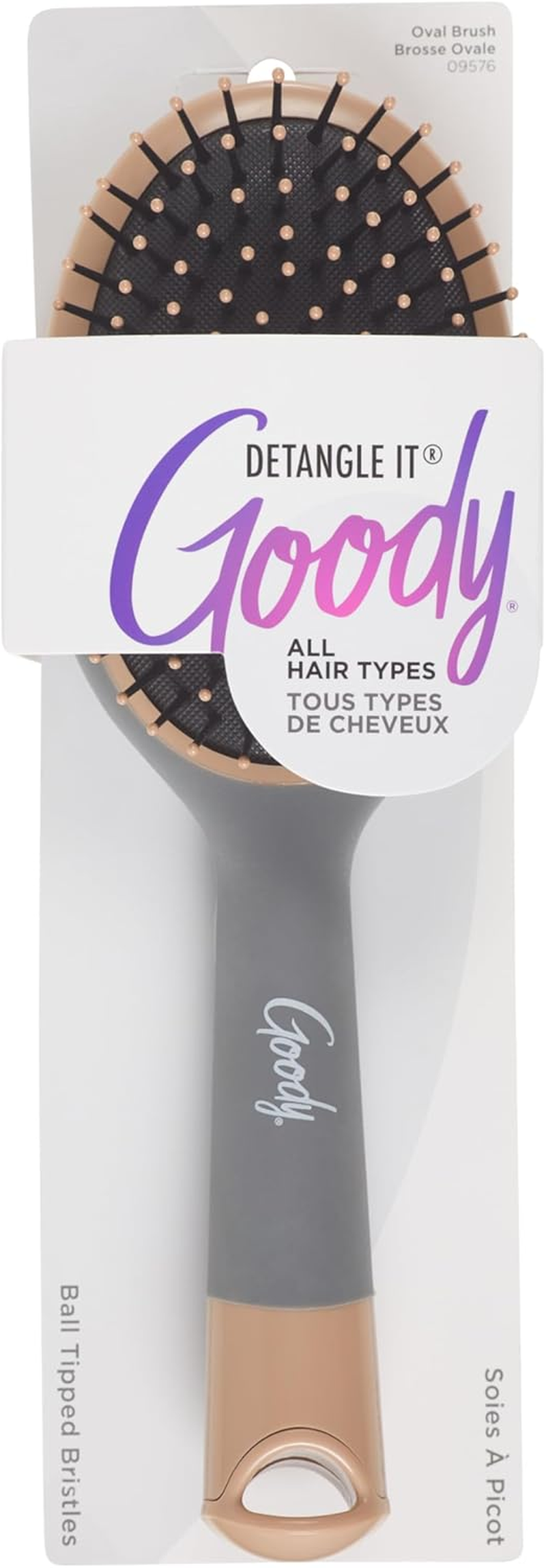 Goody Oval Hair Brush with Gelous Grip - for All Hair Types - Ion Infused Bristles for Frizz-Free and Glossy Styling - Pain-Free Hair Accessories for Women, Men, Boys, and Girls