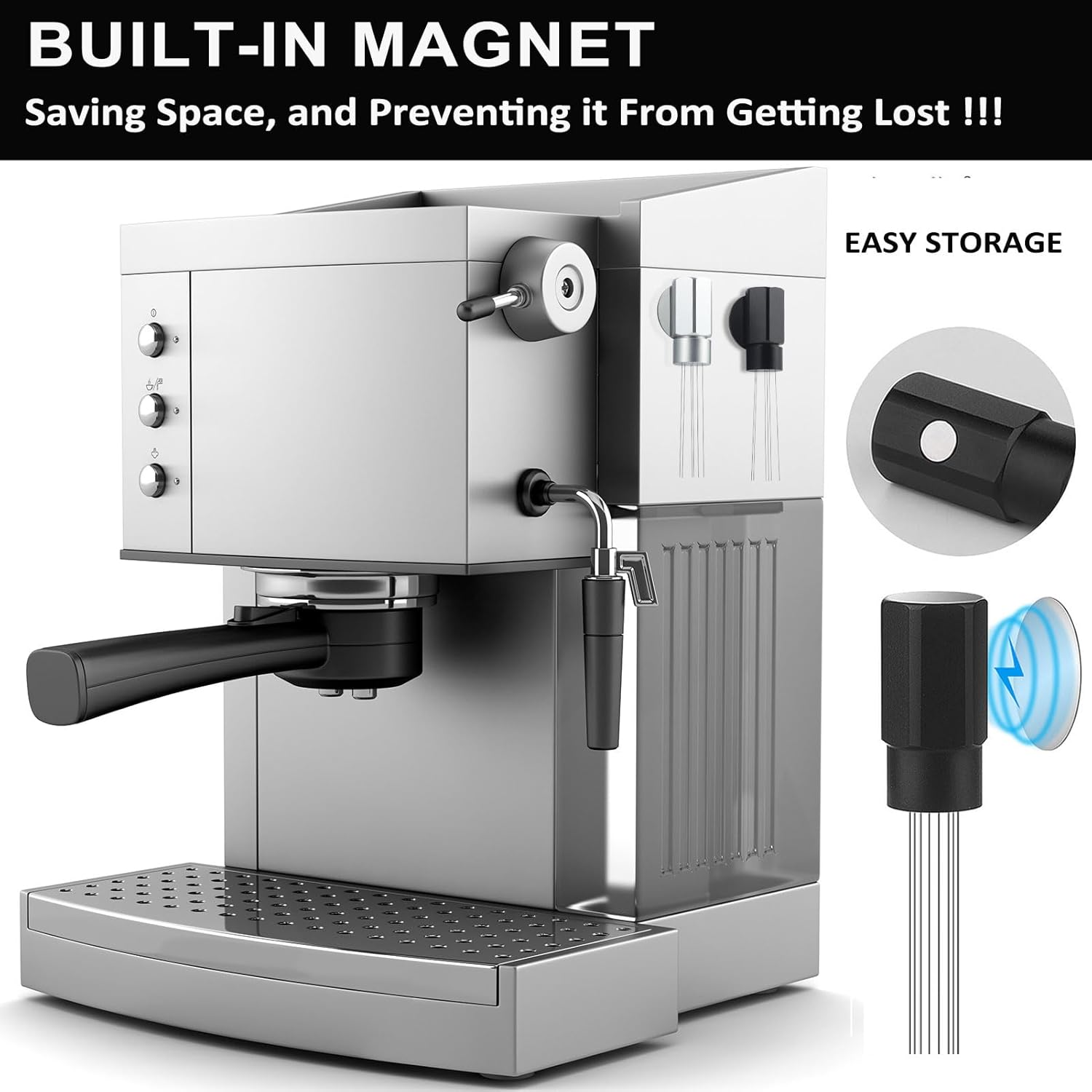 MODY RODY Magnetic WDT Tool | Stainless Espresso Distribution Tool | 54Mm Coffee Stirrer Neddles | for Home Barista or Coffee Shop