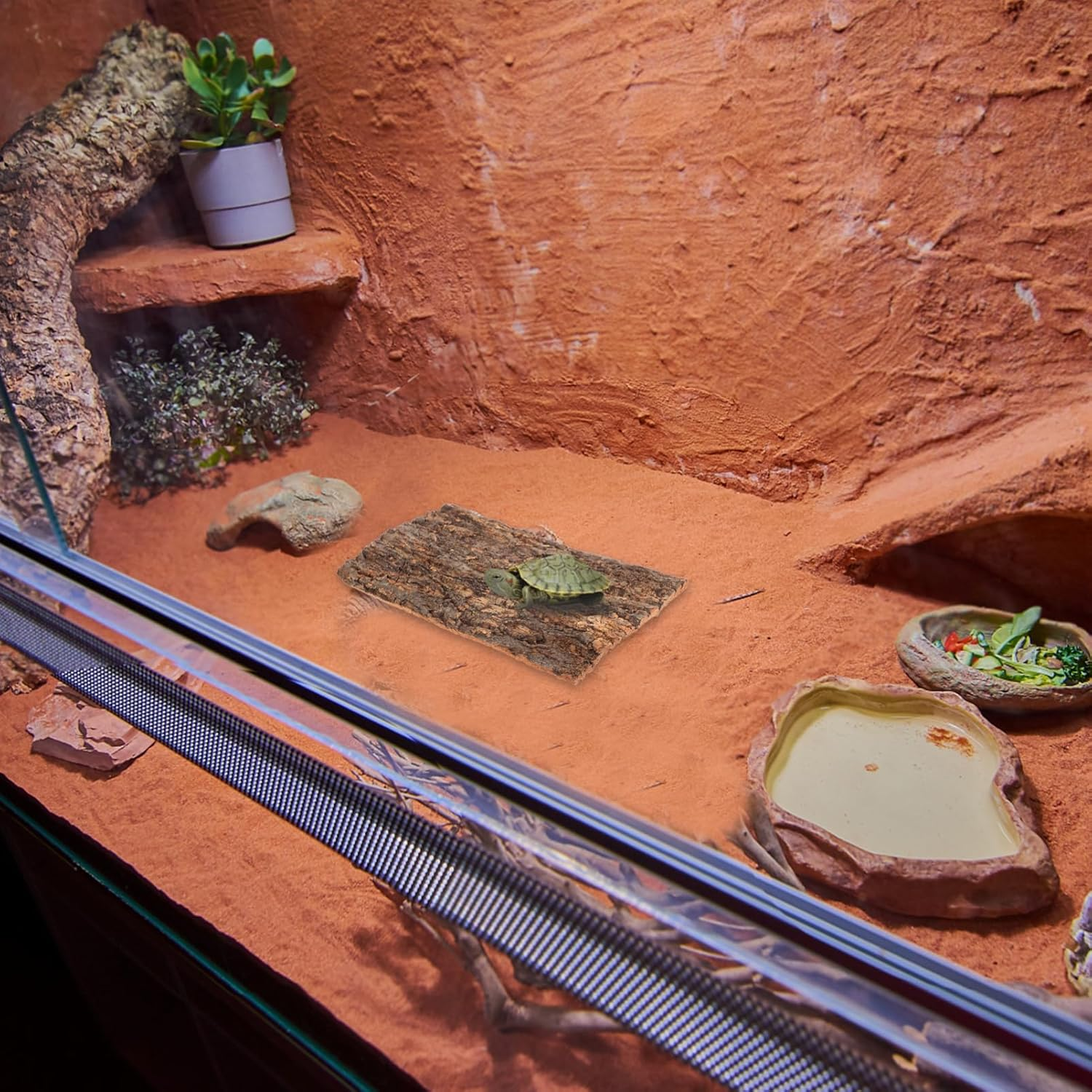 HEALEEP Cork Bark for Reptiles, 2Pcs Turtle Climb Platform 11.7X7.8In Reptile Bask Platform Reptiles Climbing Bark Reptile Tree for Decor image number 2