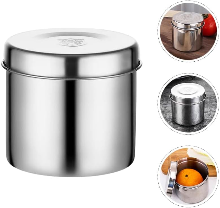 Hemoton Stainless Steel Sample Box 3.5 Inch Airtight Food Storage Container with Lid for School Canteen Kitchen Organisation image number 3