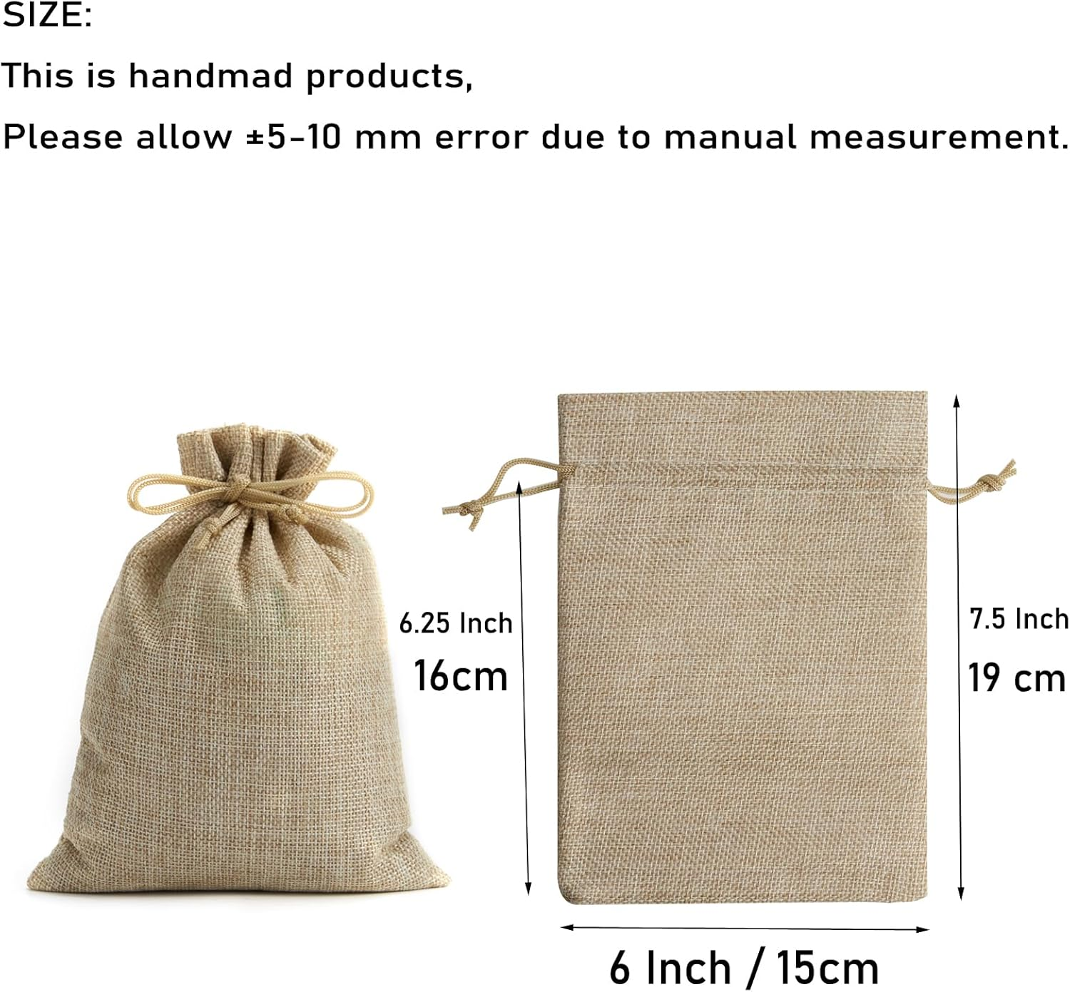 Tendwarm 50Pcs 6X8 Inch Burlap Gift Bags with Drawstring Recyclable Linen Sacks Bag for Wedding Favors Party DIY Craft