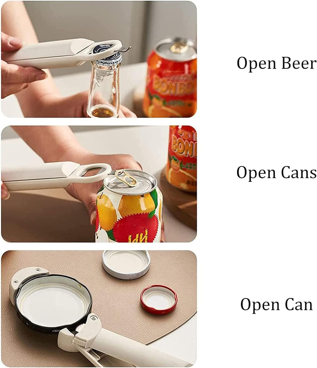 Multifunctional Retractable Bottle Opener,Jar Opener Bottle Opener, Adjustable Multifunctional Can Opener Jar Lid Gripper, for Weak Hands, Senior Arthritis (White) image number 1