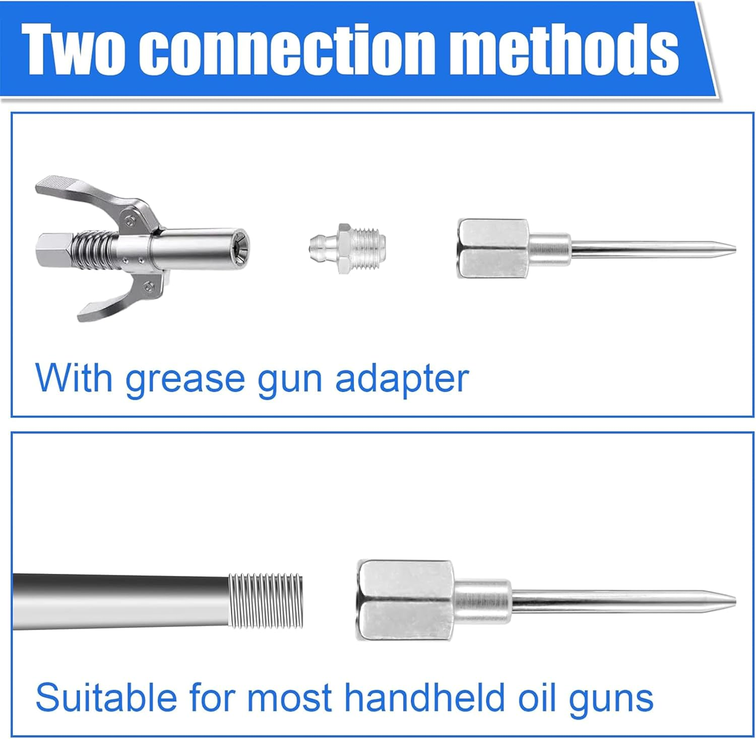 7Pcs Grease Needle Accessory Set - Includes 5 Grease Needle Nozzles, 1 Grease Needle Dispenser, and 1 Rubber Nipple Adapter - Perfect for Grease Dispensing and Injection Tool Gun Fitting image number 5