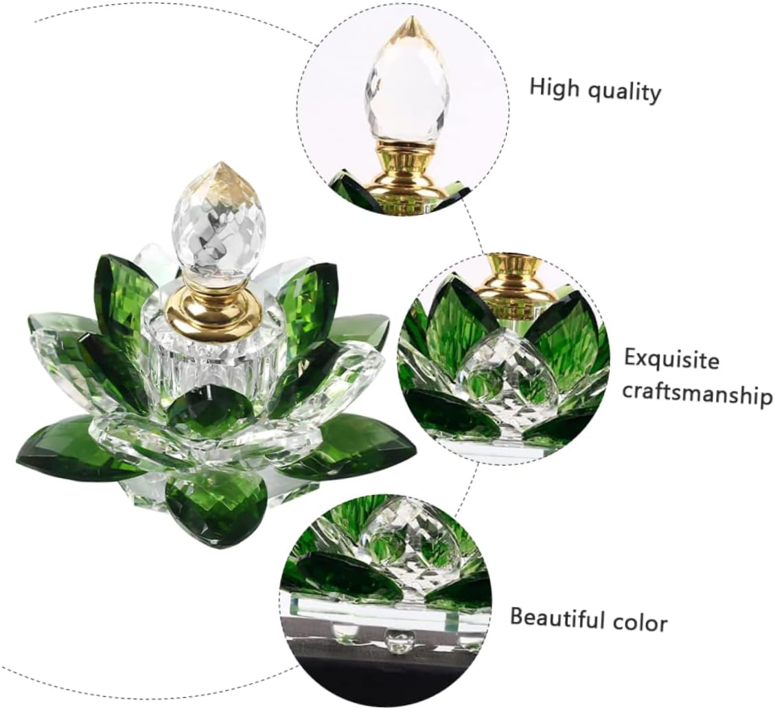Elegant Green Lotus Perfume Bottle Crystal Glass Storage Bottle Lightweight Travel-Friendly for Business Trips Personal Use image number 6