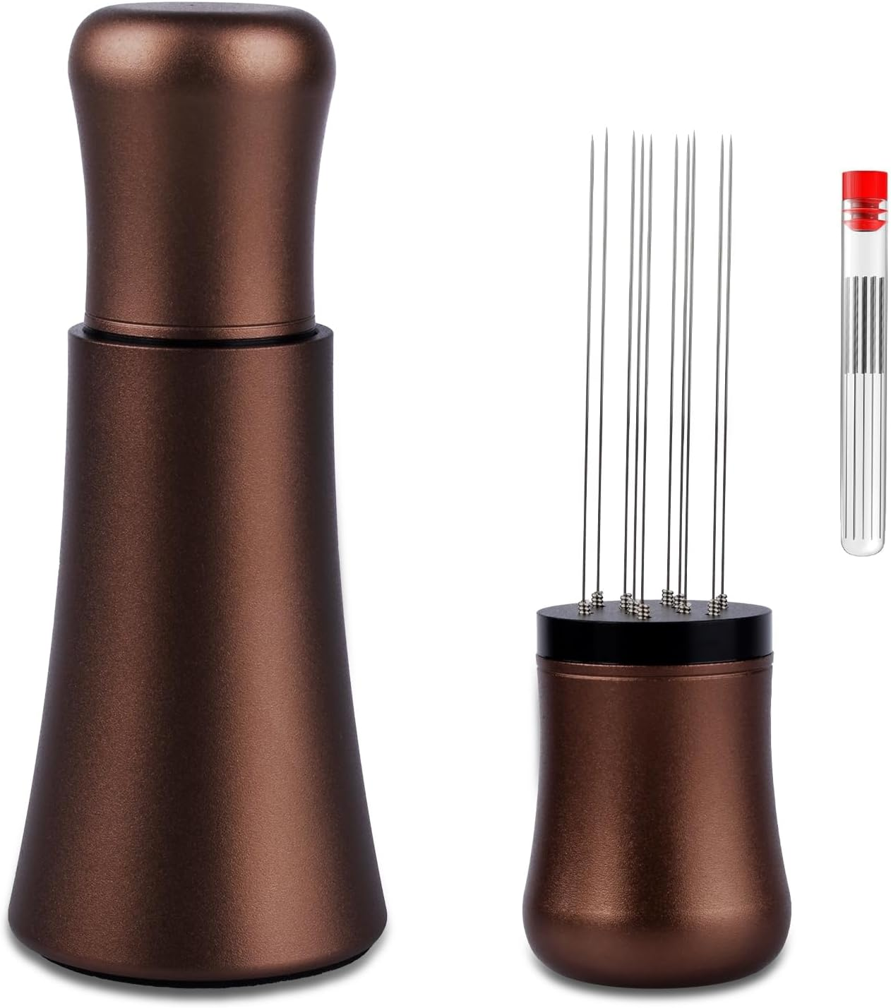 WDT Tool, Espresso Distribution Tools, 10 X 0.35Mm 304 Stainless Steel Needles Installed with 10 Extra Needles for Espresso Stirrer Replacement, Aluminum Alloy Handle with Stand&hellip; (Matte Black)