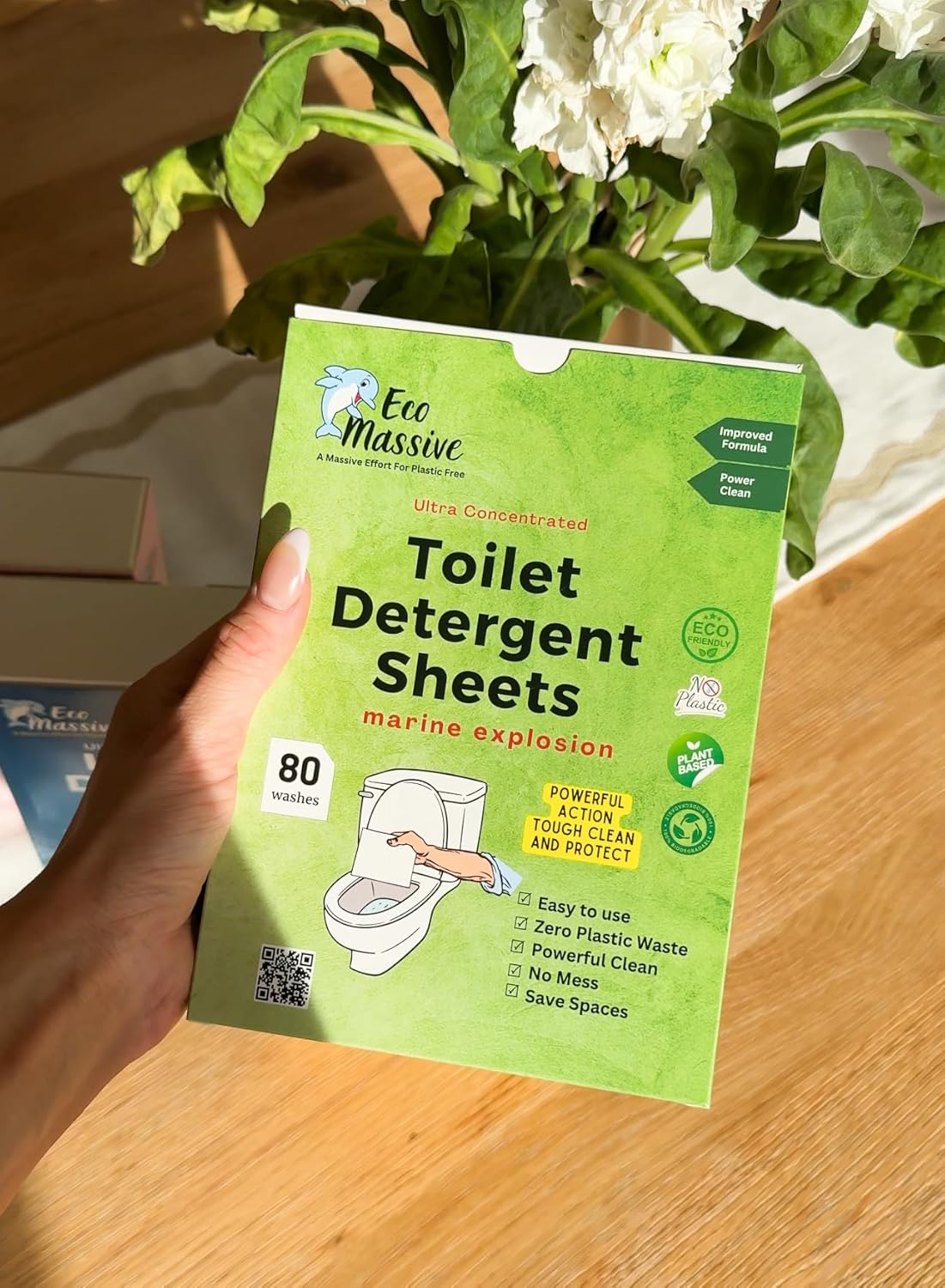 Toilet Cleaning Sheets/Eco-Strips. Eco Massive'S Eco-Friendly Ultra Concentrated Plastic-Free Packaging, for Refreshing and Effective Toilet Cleaning- 80 Washes, Marine-Explosion Fragrance image number 6