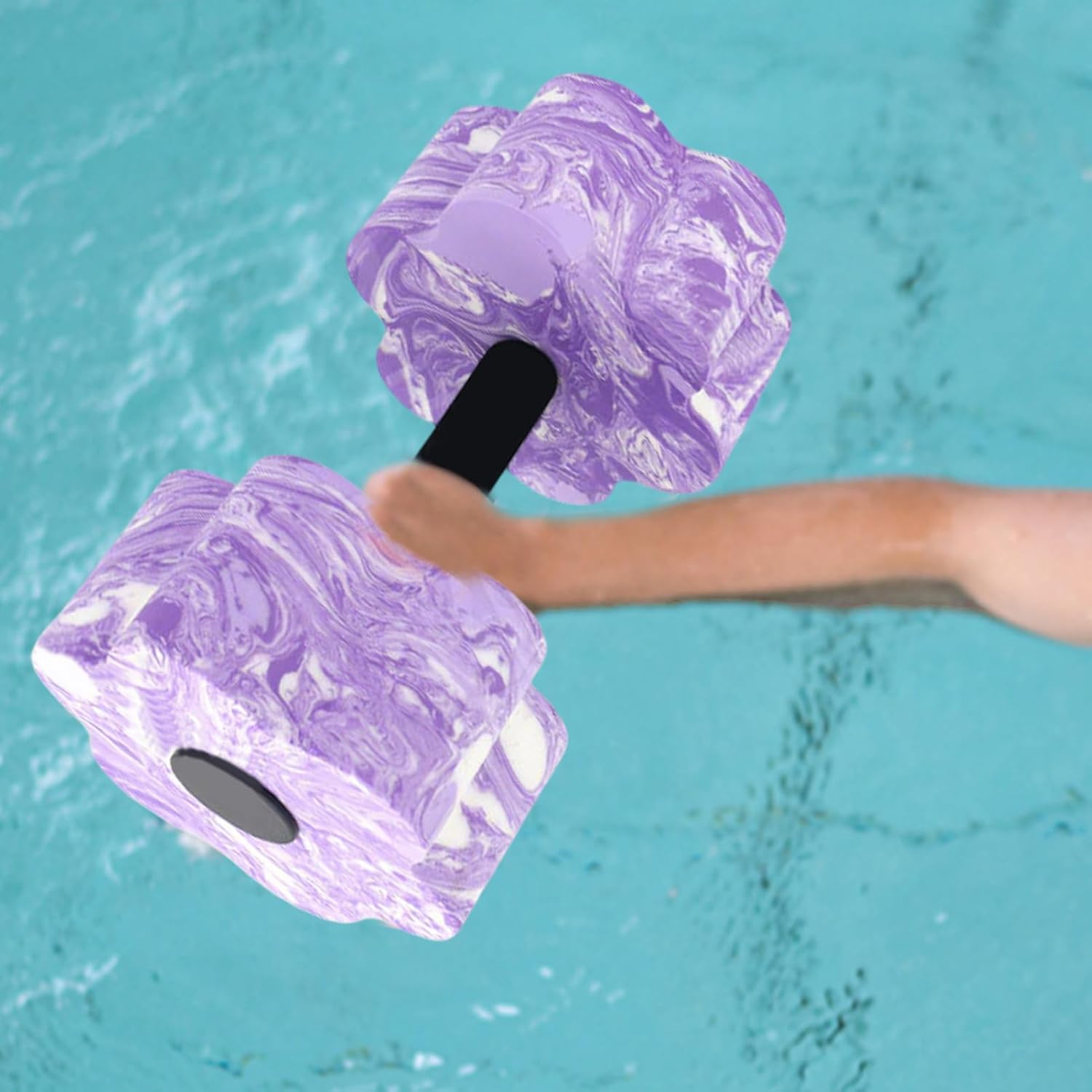 Flower Shaped Exercise & Fitness Dumb Bells, EVA Foam Dumbbell Set, Aqua Aerobics Weights, Water Exercise Tools, Portable Workouts Equipment for Men Women - Blue And White image number 2