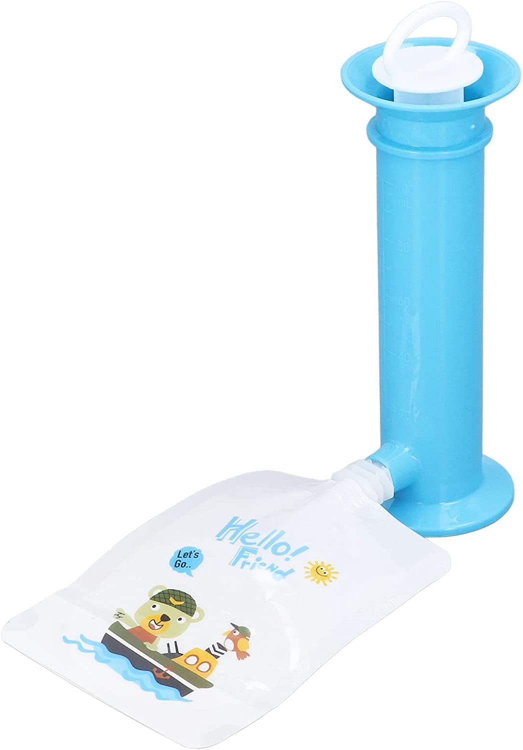 Fafeicy Baby Food Pouch, ABS Reusable Pure Color Pouches, Toddler Fruit Squeeze Puree Filler, with Leakage Proof Double Zipper(Blue) image number 6