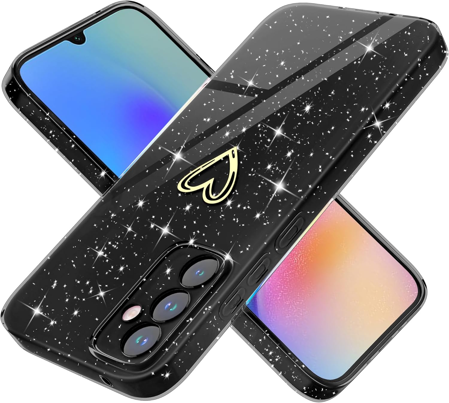 Mobile Phone Case for Samsung Galaxy A05S Case Glitter Heart Love Silicone TPU Shockproof Protective Bumper Case Cover Shiny Ultra Thin Scratch-Resistant Protective Case for Samsung A05S, Pink