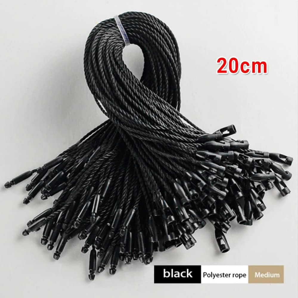 100Pcs Clothing Price Tag Bullet Head Hang Swing Tags Labeling String Lock Ties Twine (Black-20Cm) image number 3