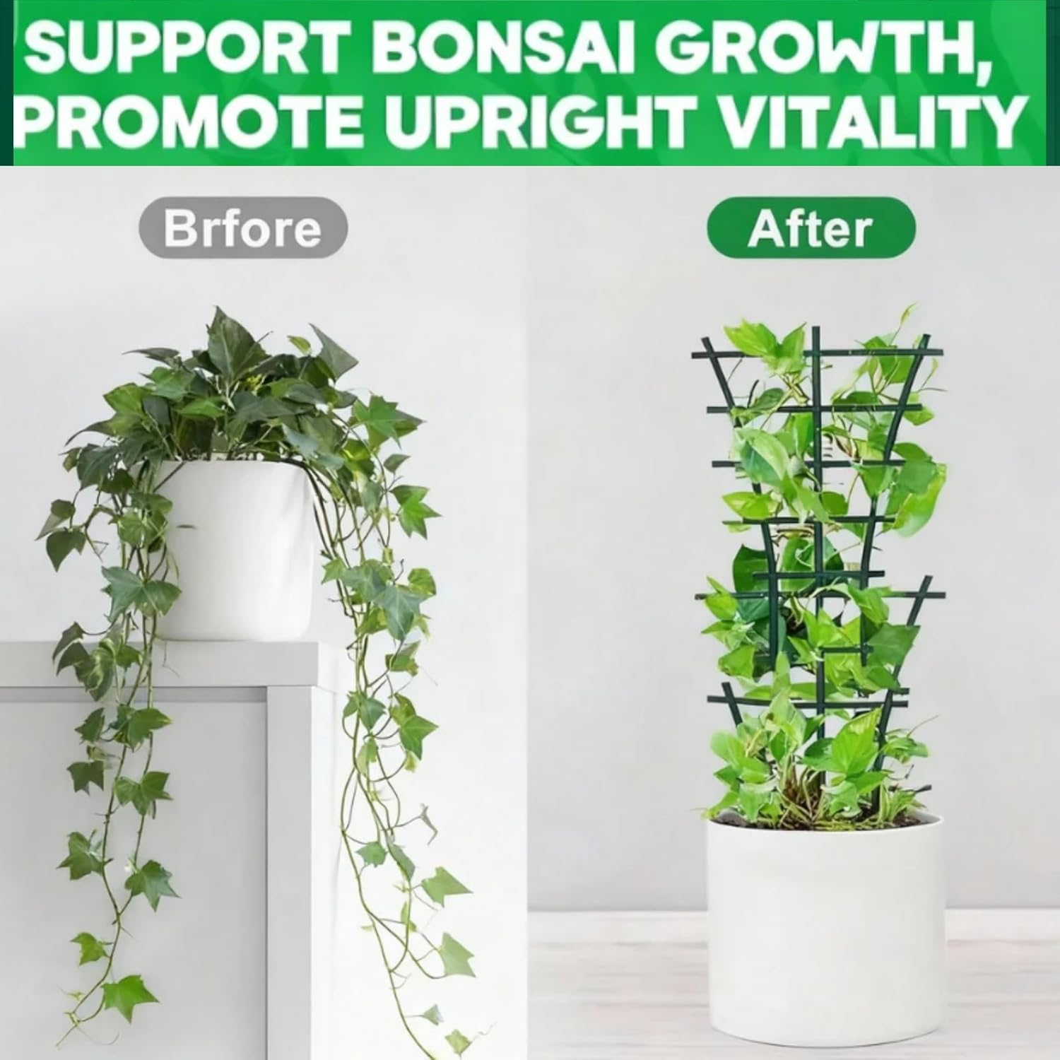 Abeillo Indoor Garden Trellis, 6Pcs Stackable Support Structure for Vining Vegetation, Compact Climbing Frame for Container Gardens, Flowerpot Scaffolding System, Pea Vines image number 2