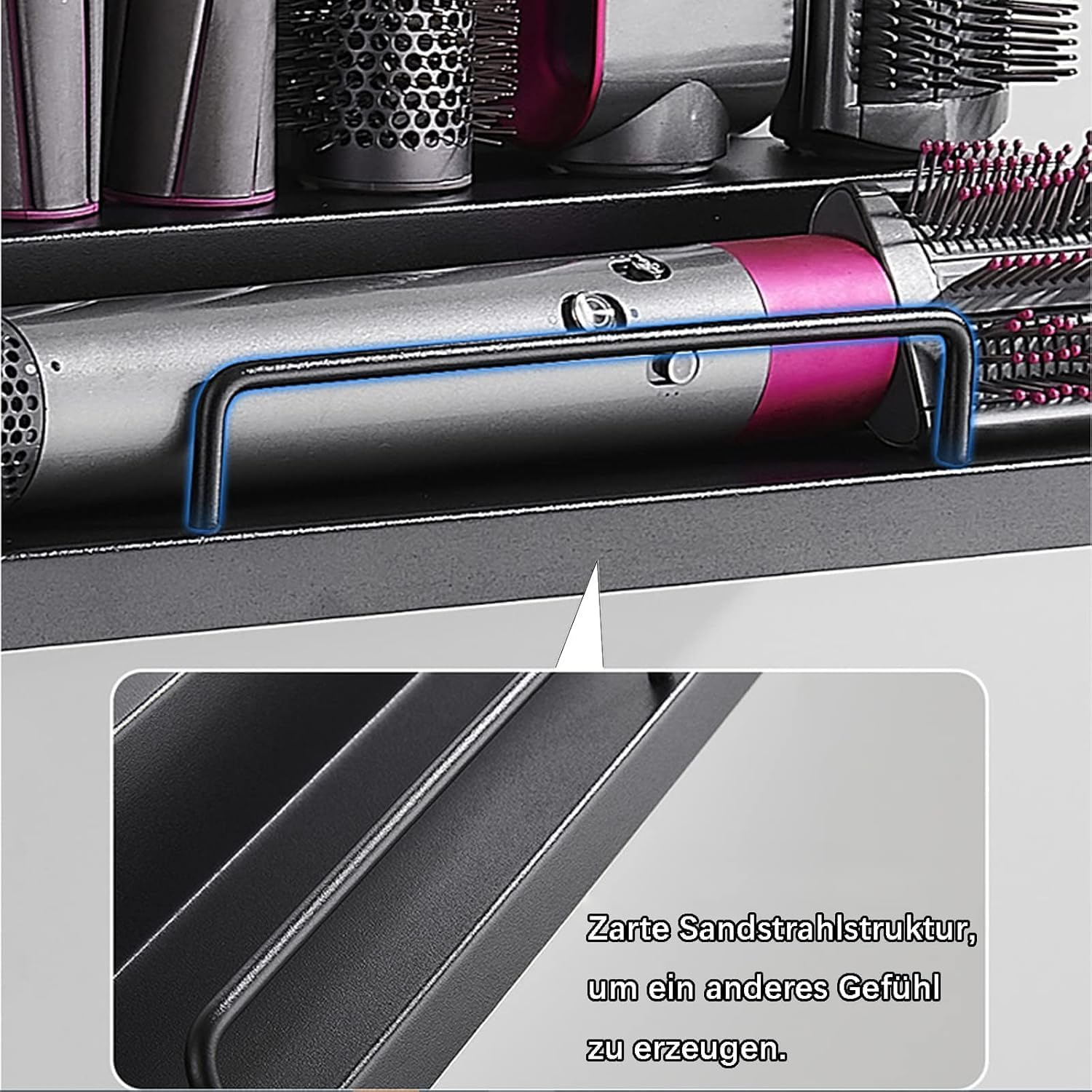 Wall Mount Curling Holder Organiser Stand Storage Rack, Stainless Steel without Punching Storage Holder image number 1