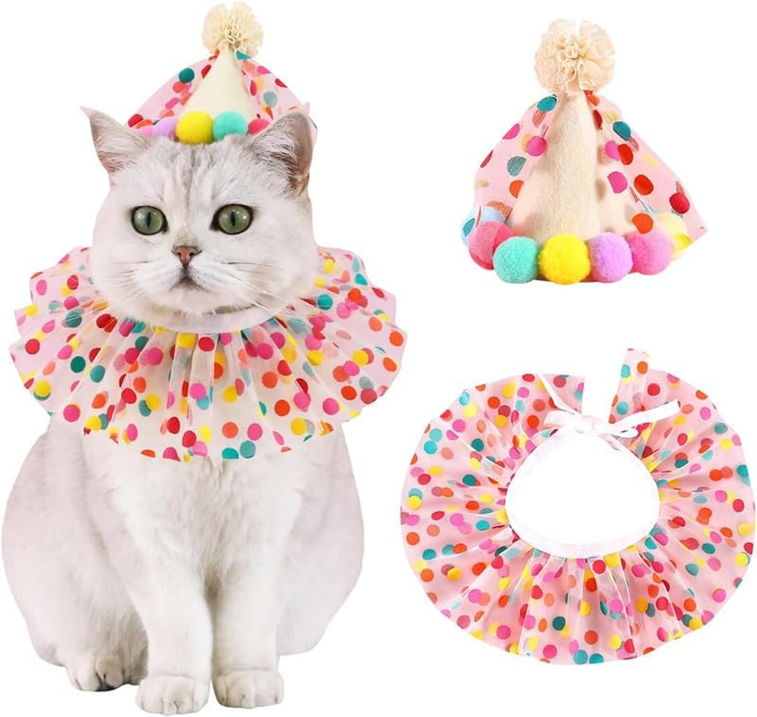 Princess Dog Crown Hat and Scarf Set, 2Pcs Cat Dog Princess Costumes Birthday Hat Scarf Set, Princess Costume Pet Neck Collar Girl Cat Collar Hat image number 2