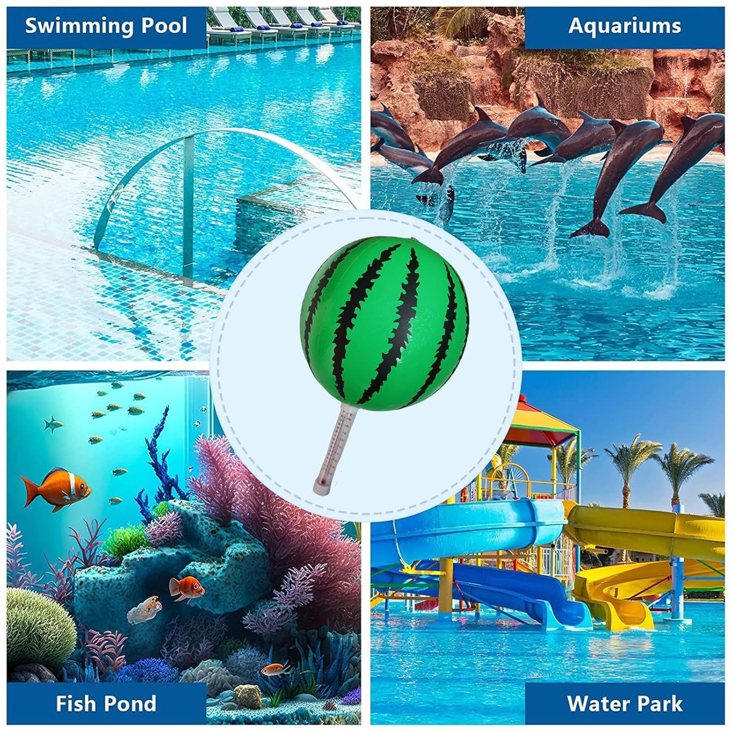 Pool Temp Gauge, Watermelon Floating Thermometer with Easy Read Display, Indoor Outdoor Temperature Meter for Cold Plunge Hot Tub Spa Ice Bath Aquarium Pond Pool Water image number 6