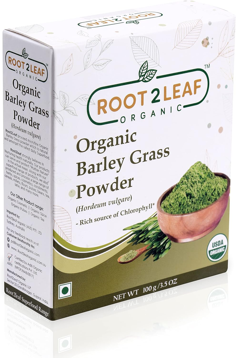 Root2Leaf Organic Wheat Grass and Barley Powder 100G Rich in Vitamins, Support Immune System Superfood image number 1